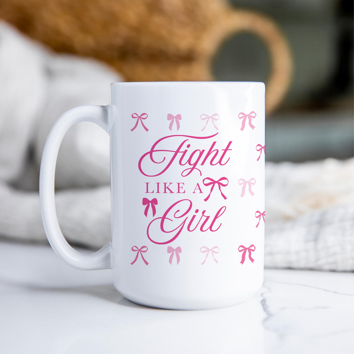 15oz Coffee Mug White-Breast Cancer Awareness | Fight Like A Girl -2