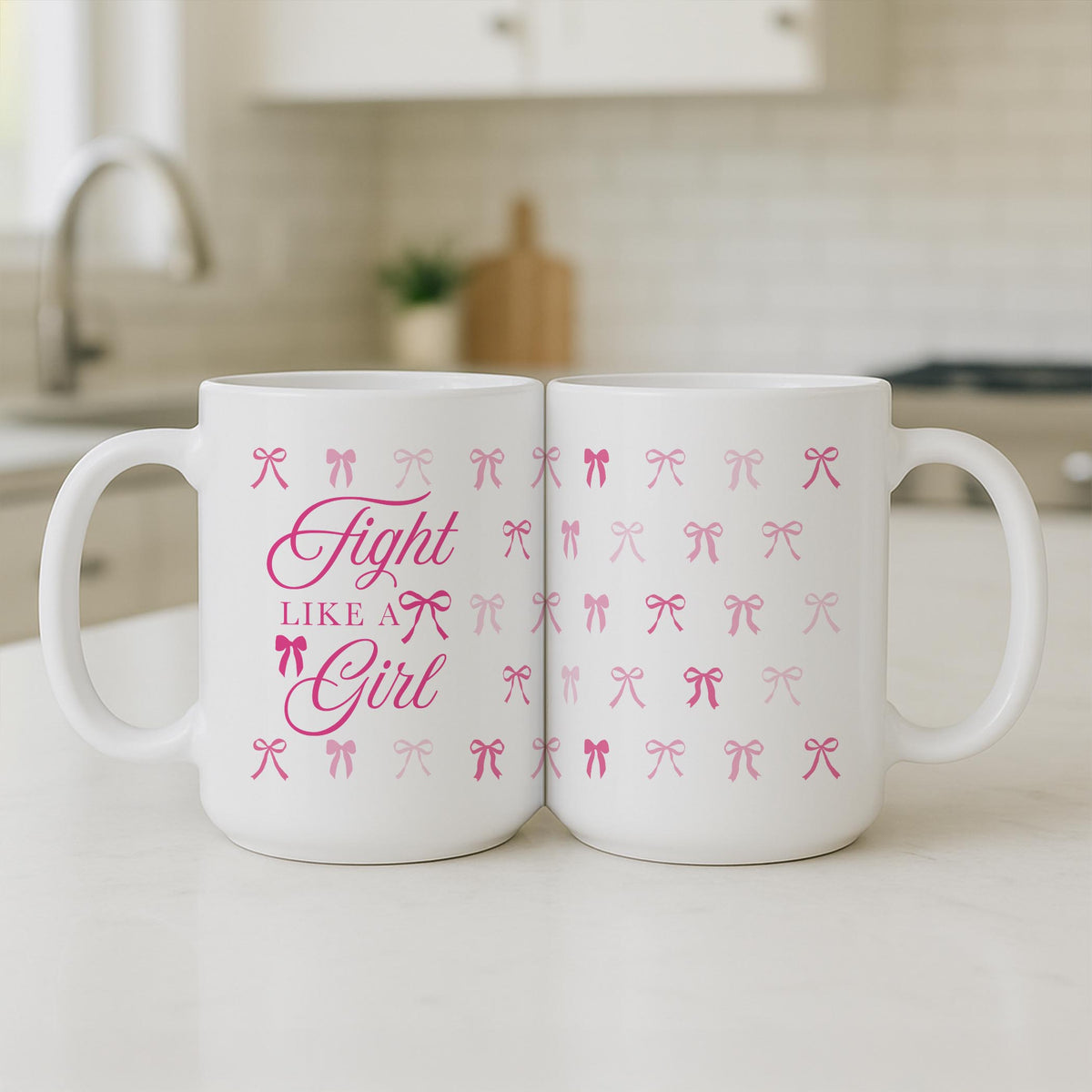 15oz Coffee Mug White-Breast Cancer Awareness | Fight Like A Girl -3