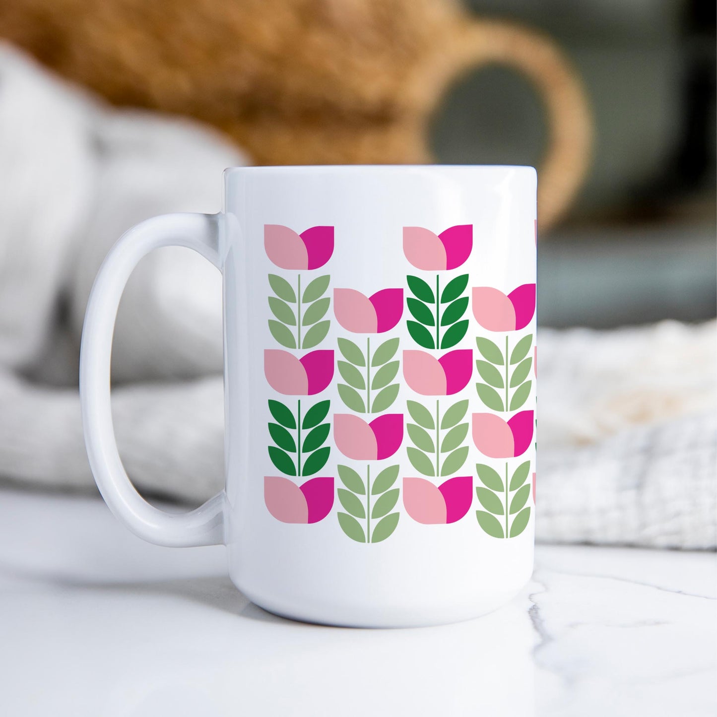 15oz Coffee Mug White-Summer Cottage -2