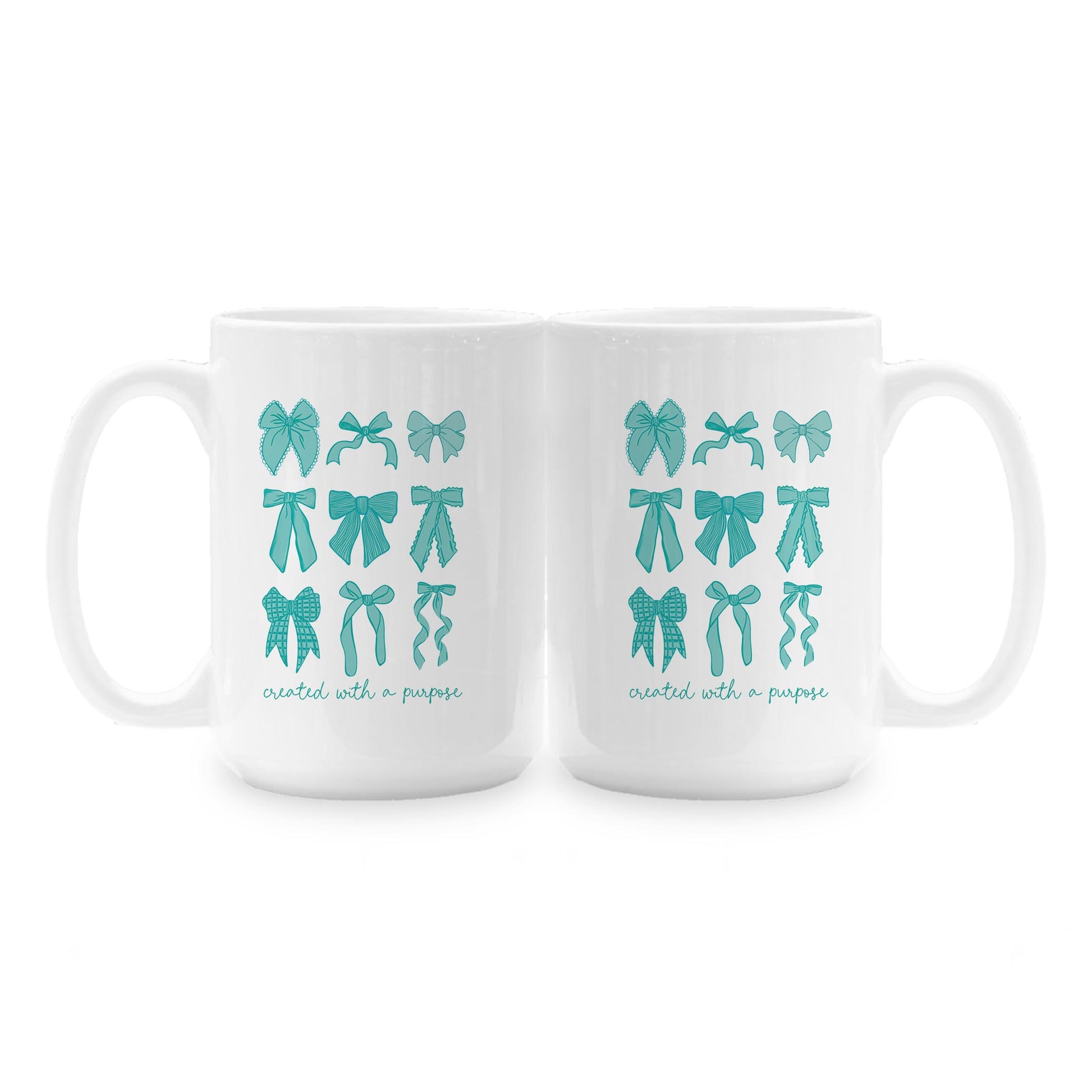 15oz Coffee Mug White-Created With A Purpose Blue Bows -1