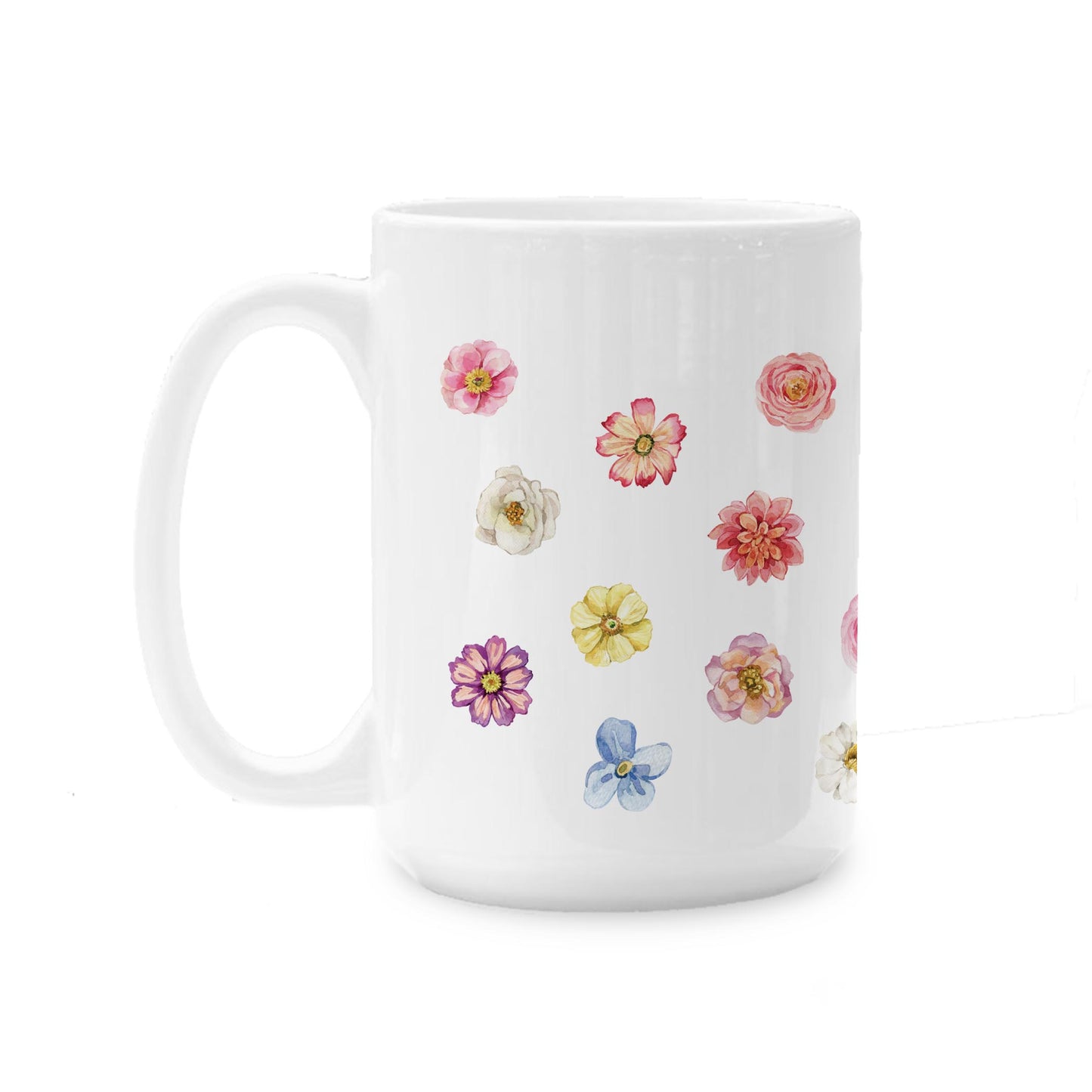 15oz Coffee Mug White-Fantasy Garden Flowers -0