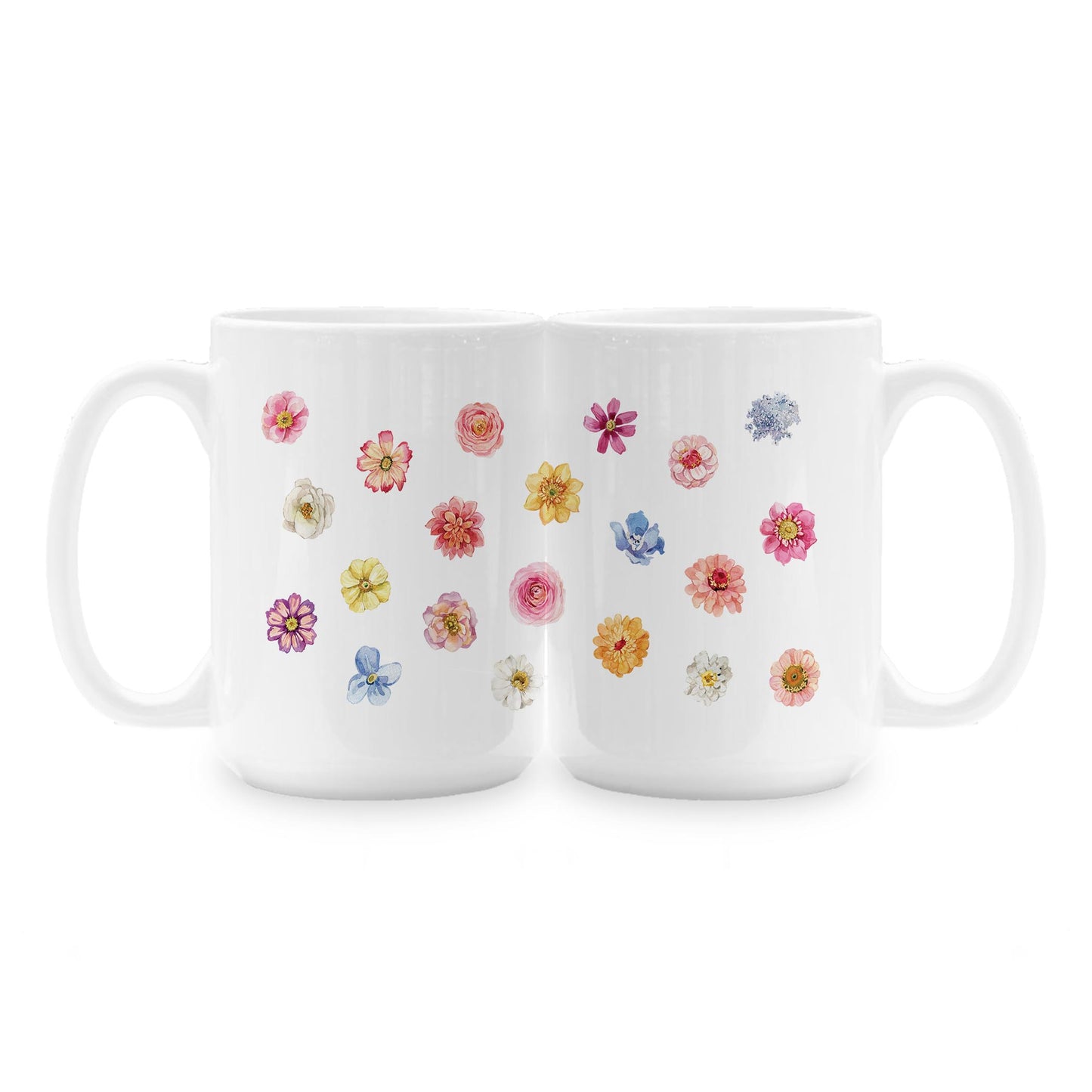 15oz Coffee Mug White-Fantasy Garden Flowers -1