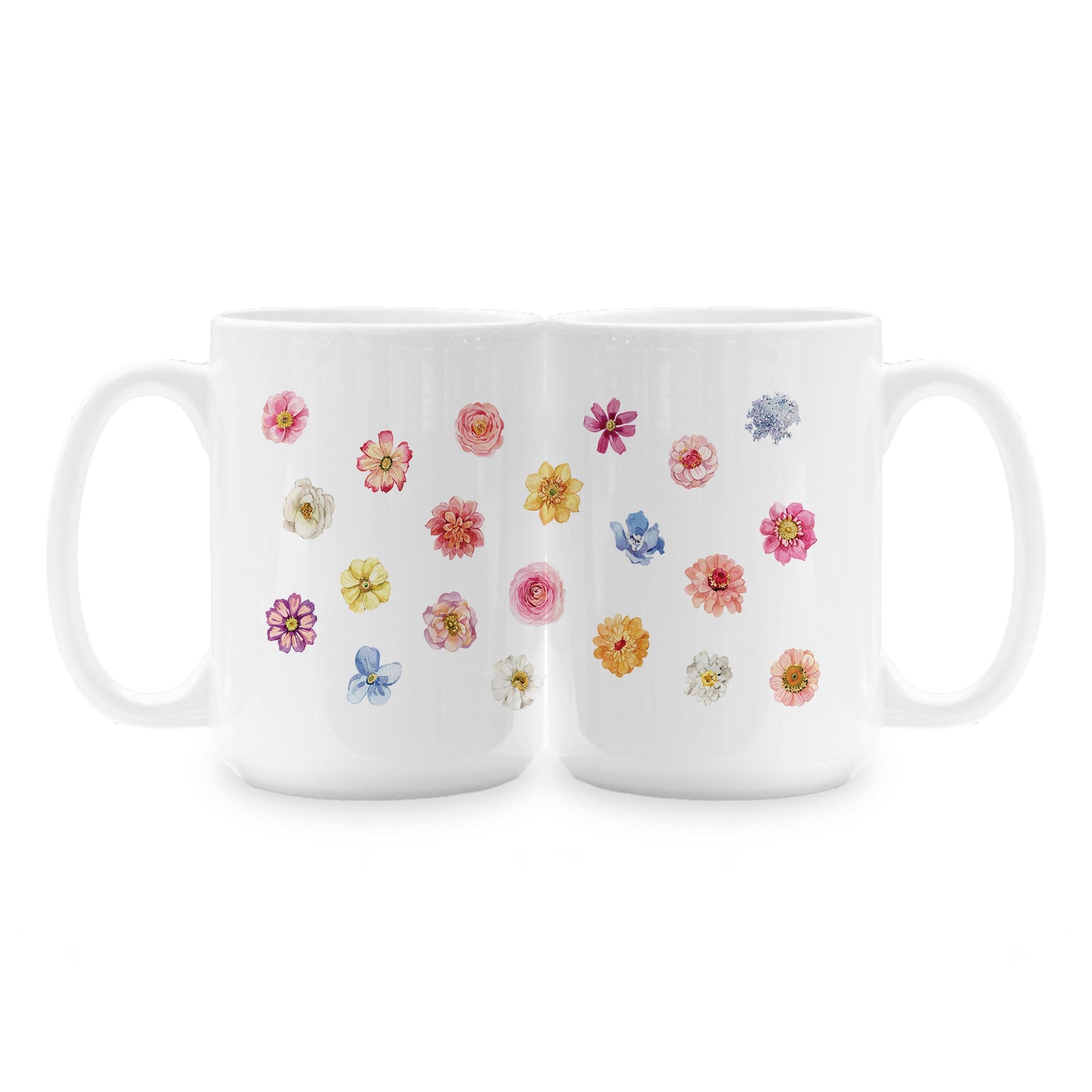 15oz Coffee Mug White-Fantasy Garden Flowers -1