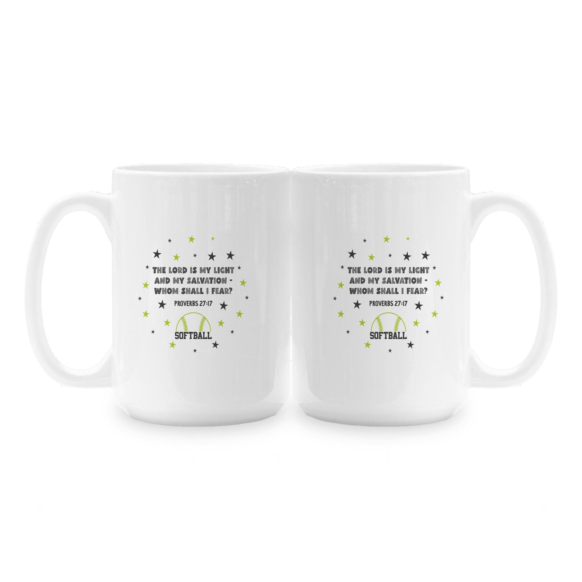 15oz Coffee Mug White-Game Day Softball The Lord Is My Light -1