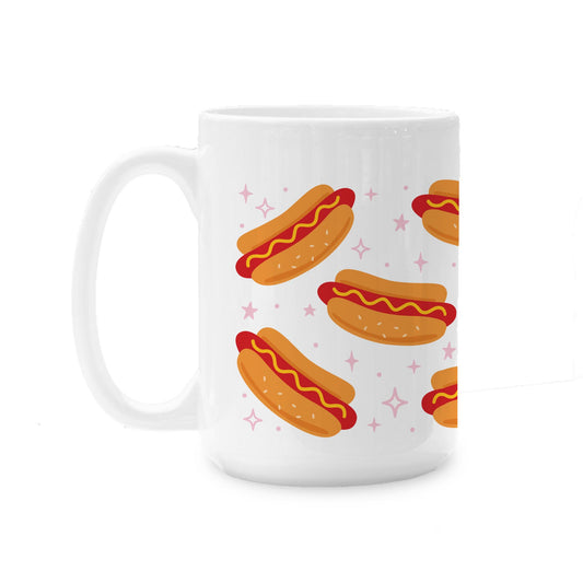 15oz Coffee Mug White-Hot Dogs Pattern -0