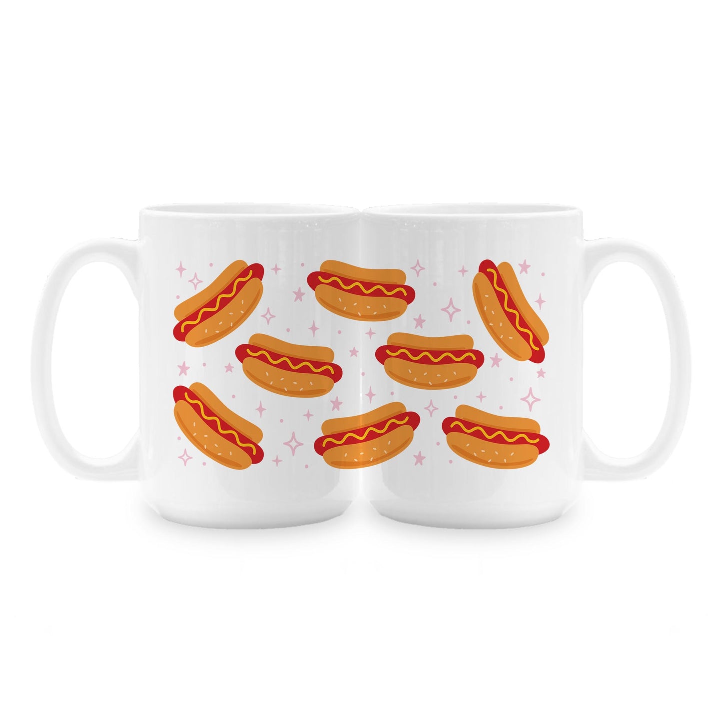 15oz Coffee Mug White-Hot Dogs Pattern -1