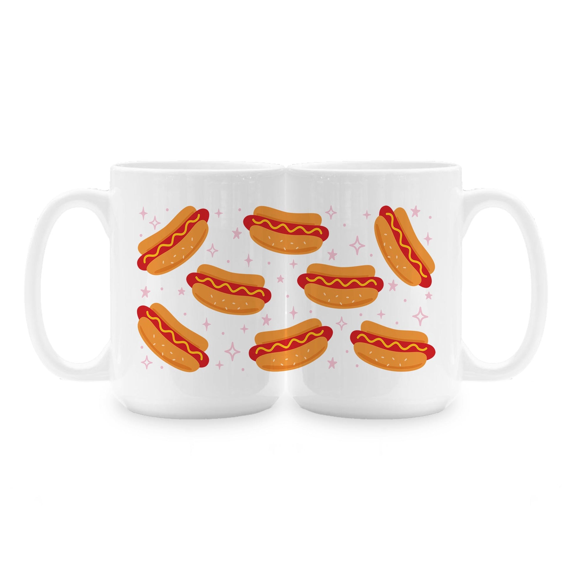 15oz Coffee Mug White-Hot Dogs Pattern -1