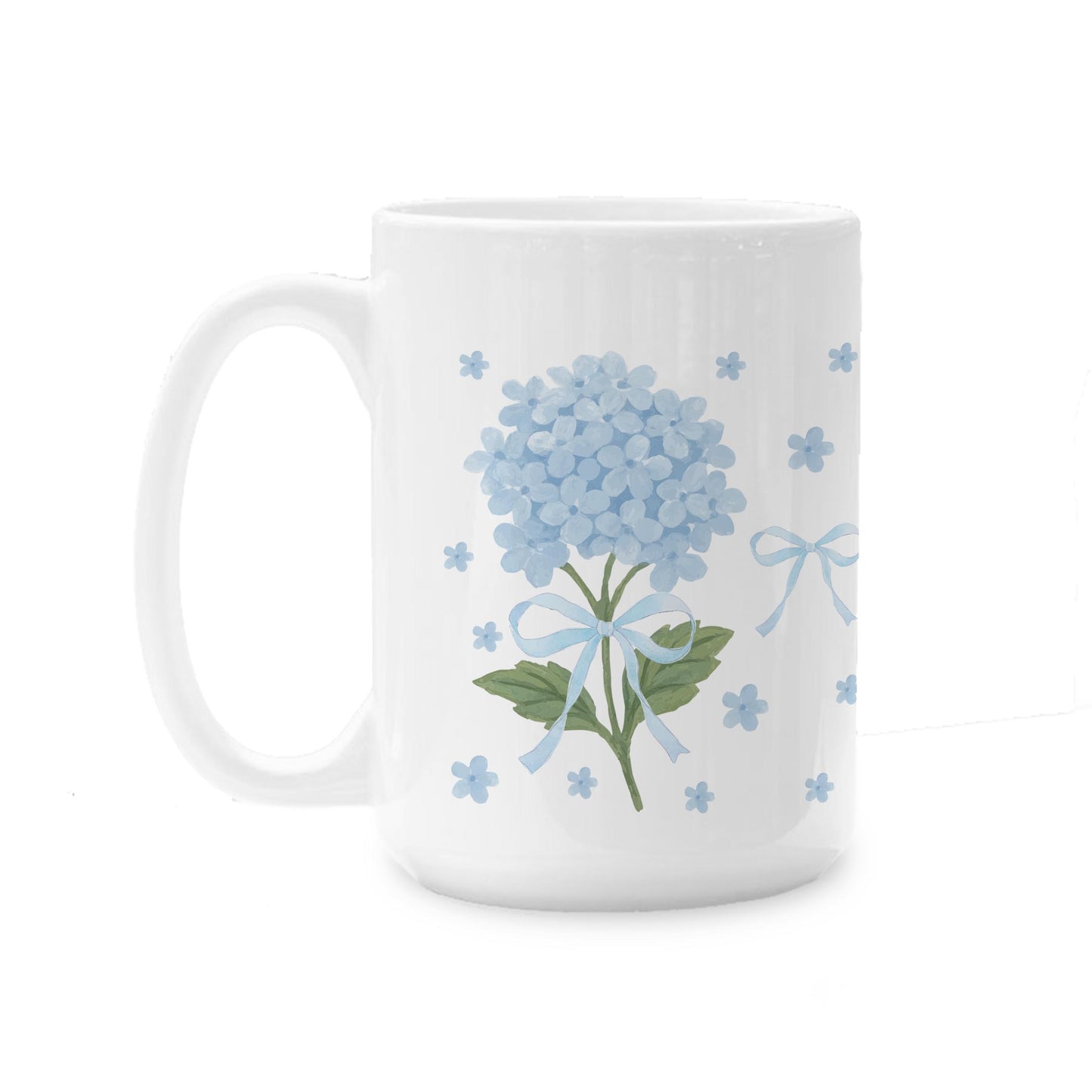 15oz Coffee Mug White-Hydrangea Cottage -0