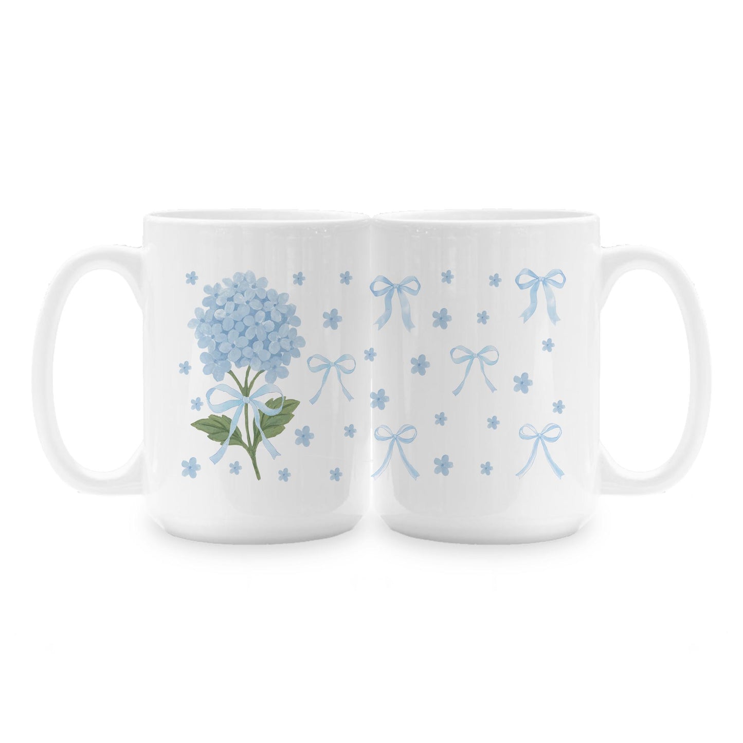 15oz Coffee Mug White-Hydrangea Cottage -1