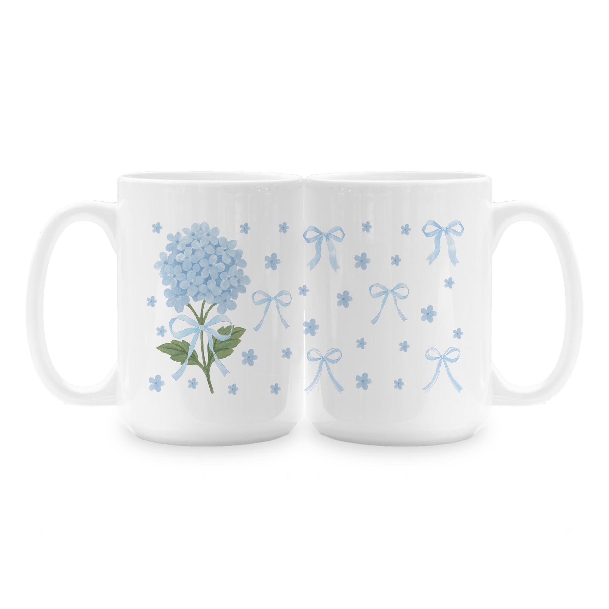 15oz Coffee Mug White-Hydrangea Cottage -1