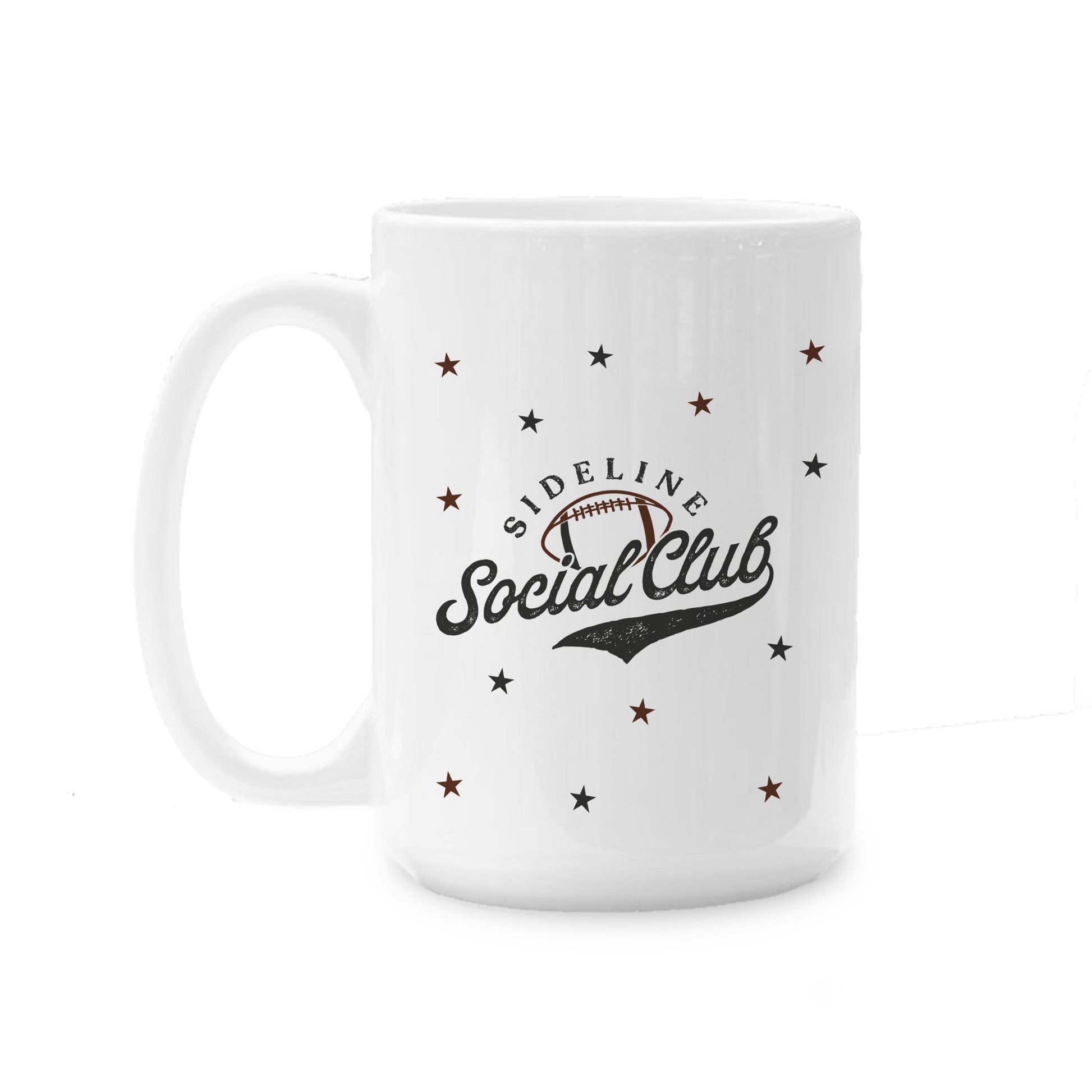 15oz Coffee Mug White-Football Mom Sideline Social Club -0