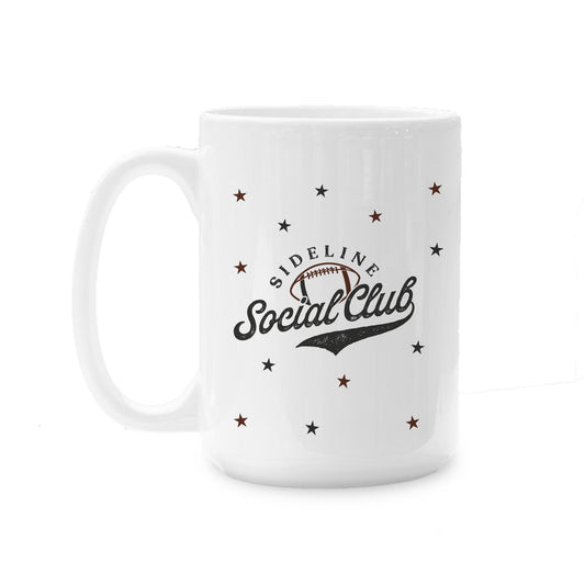15oz Coffee Mug White-Football Mom Sideline Social Club -0