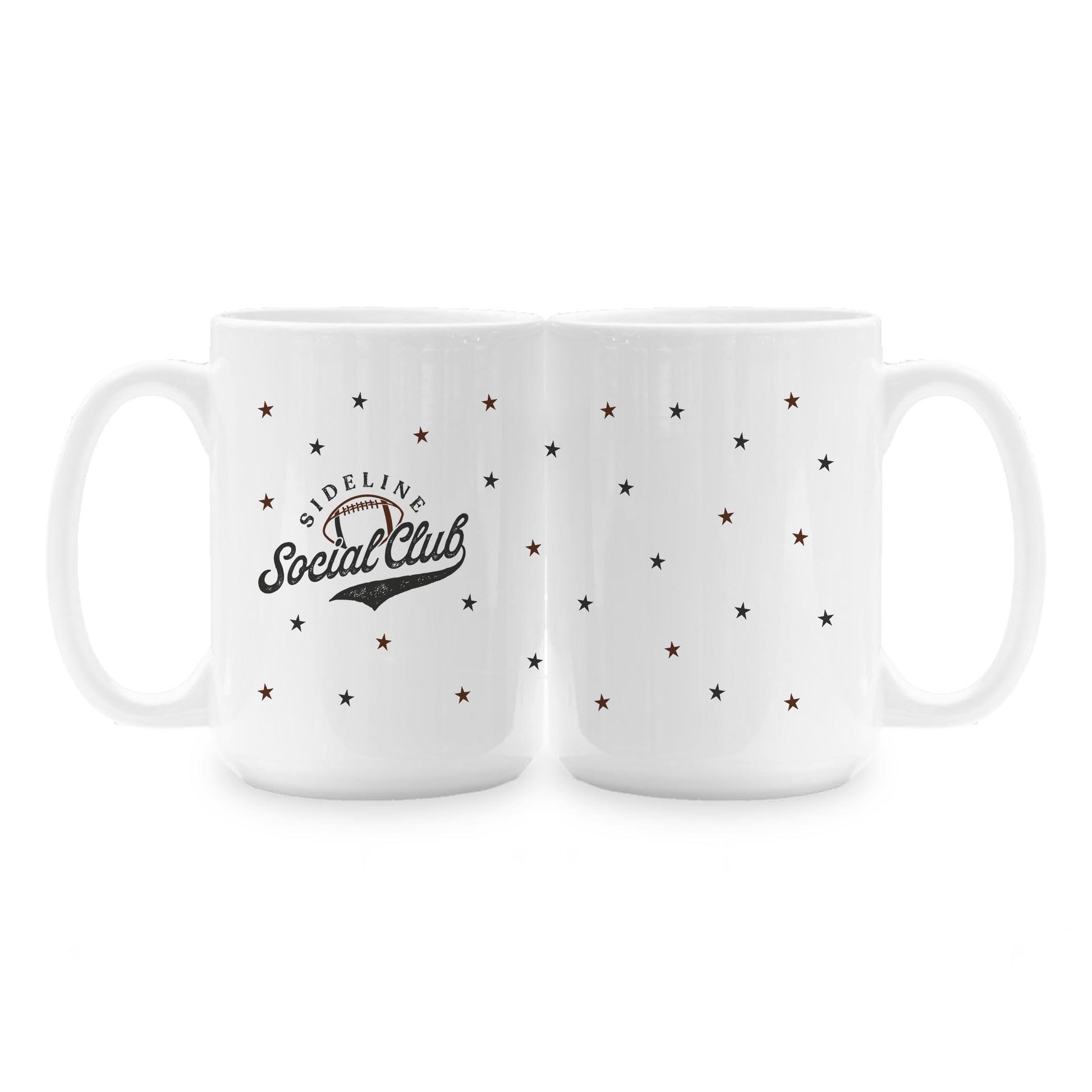 15oz Coffee Mug White-Football Mom Sideline Social Club -1
