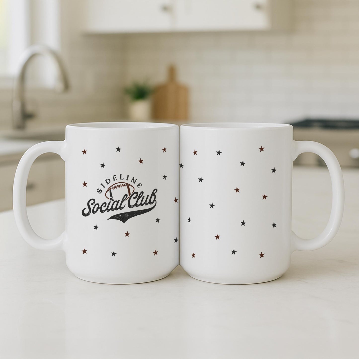 15oz Coffee Mug White-Football Mom Sideline Social Club -3