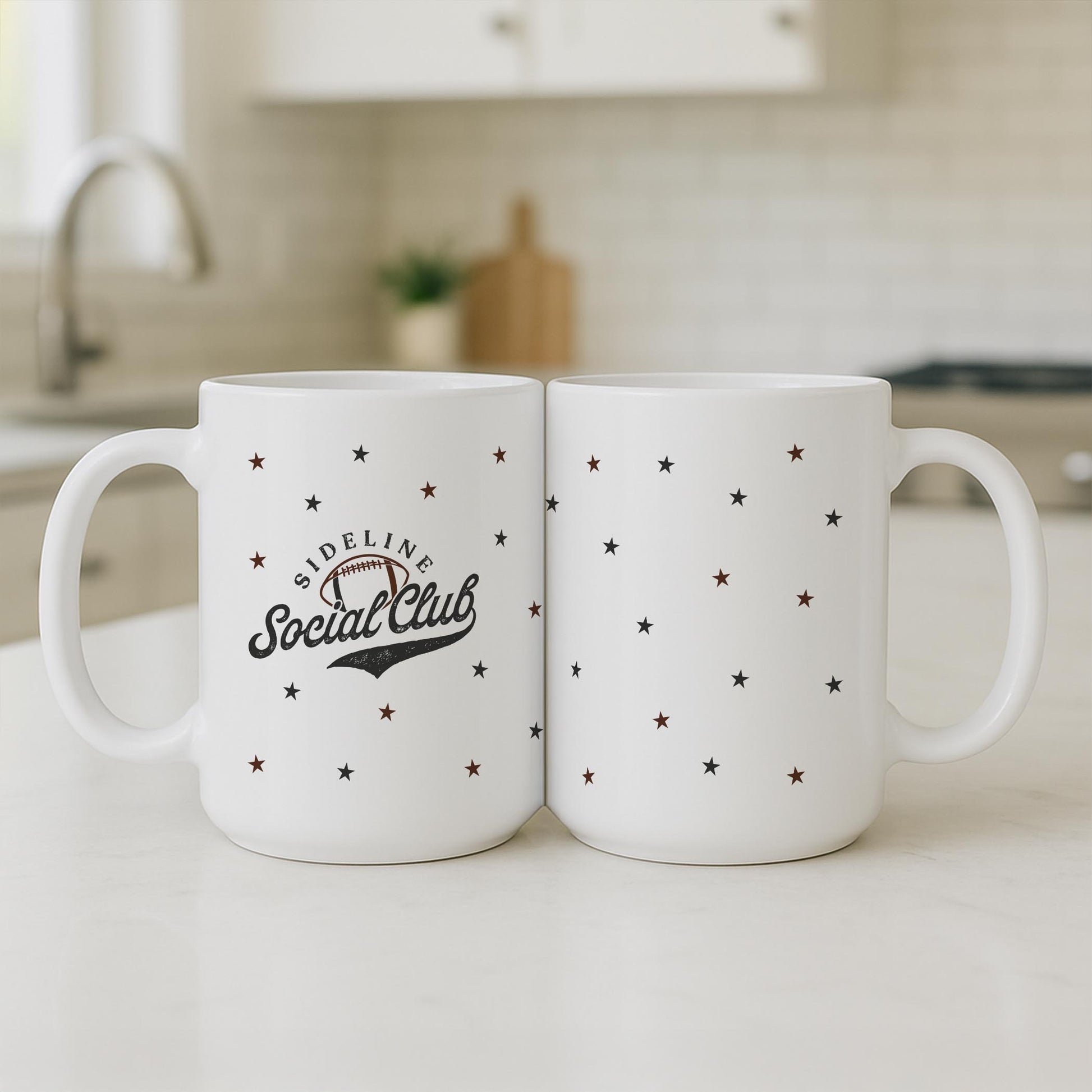 15oz Coffee Mug White-Football Mom Sideline Social Club -3