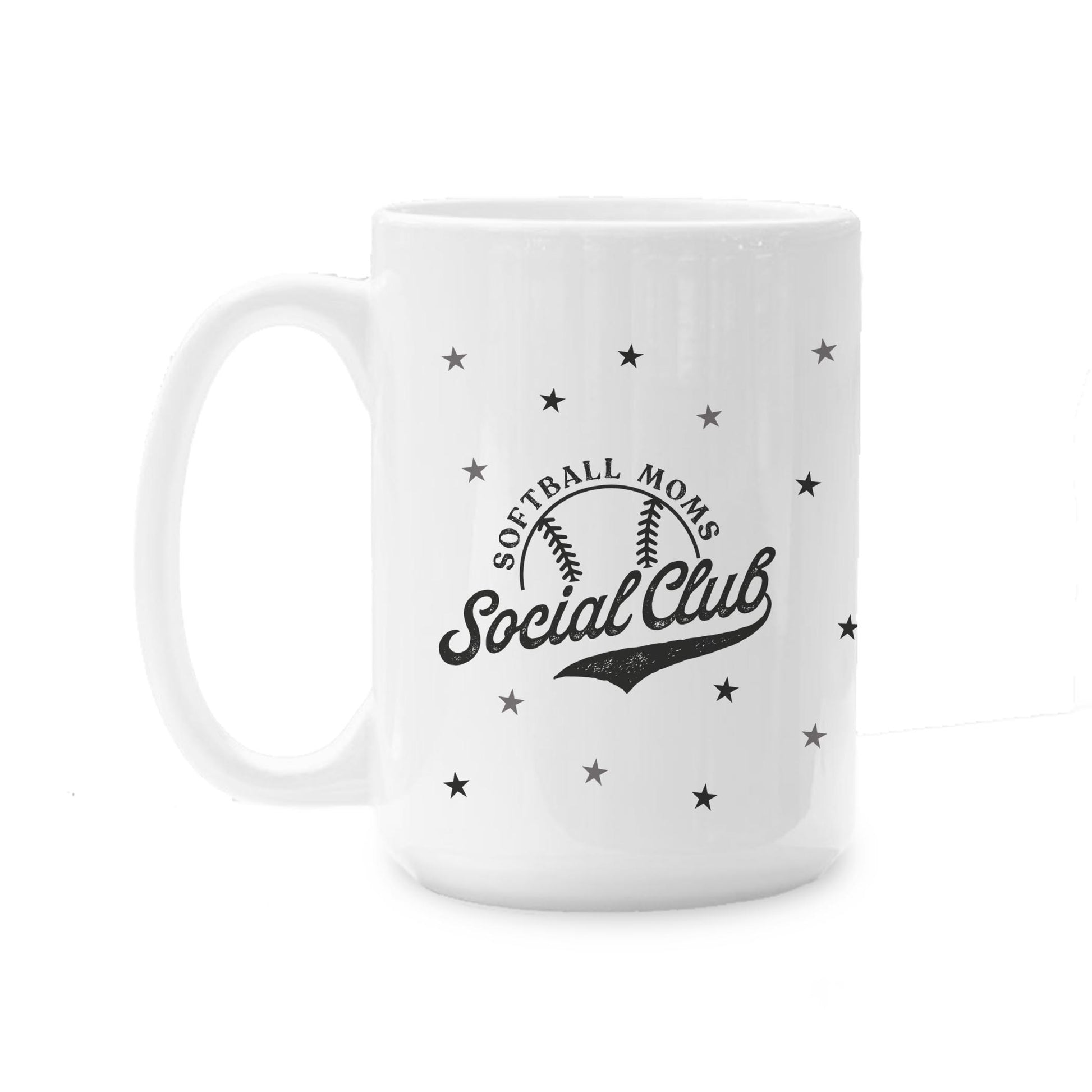 15oz Coffee Mug White-Softball Moms Social Club -0