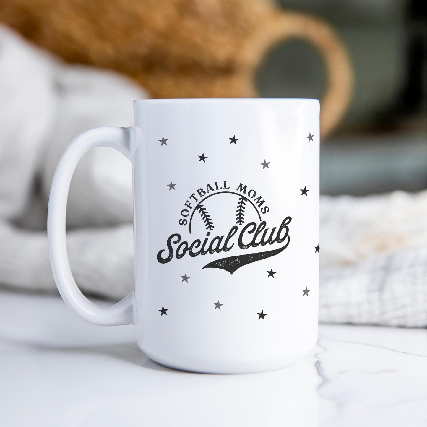 15oz Coffee Mug White-Softball Moms Social Club -2