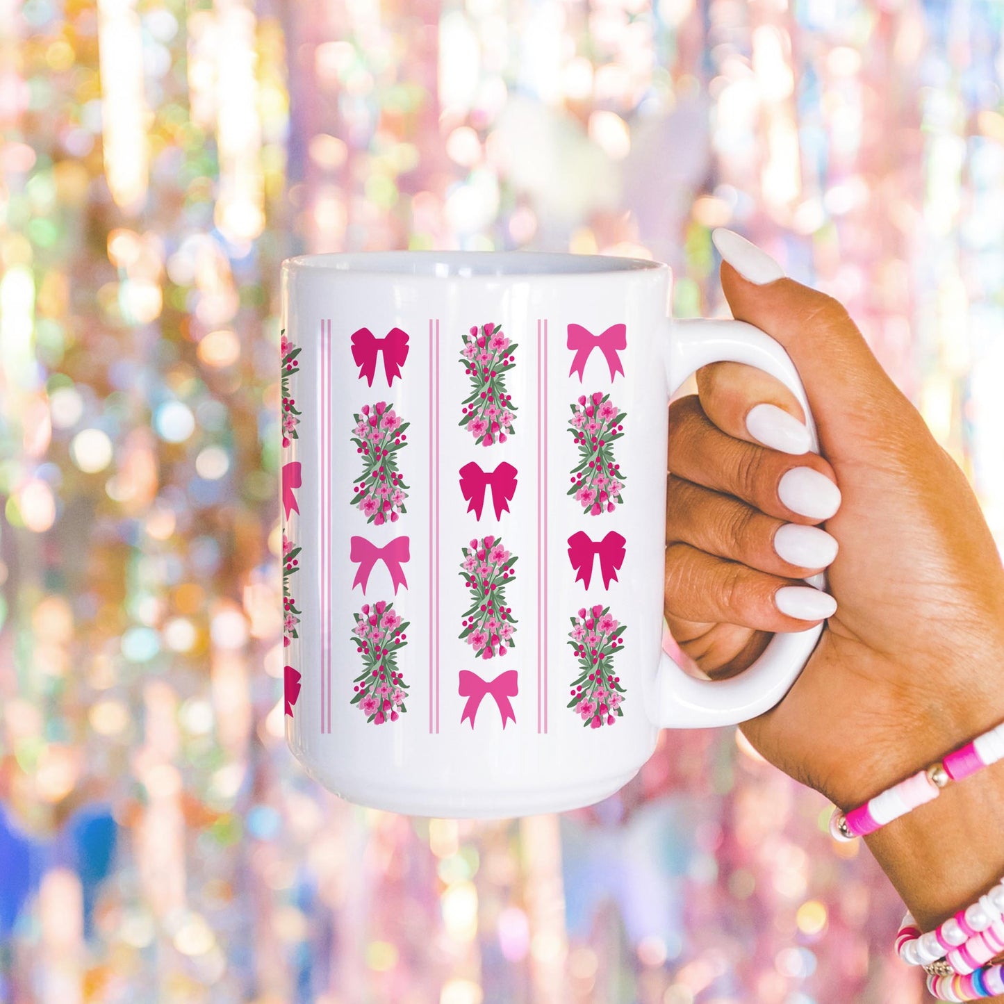 15oz Coffee Mug White-Bonita Bows -4
