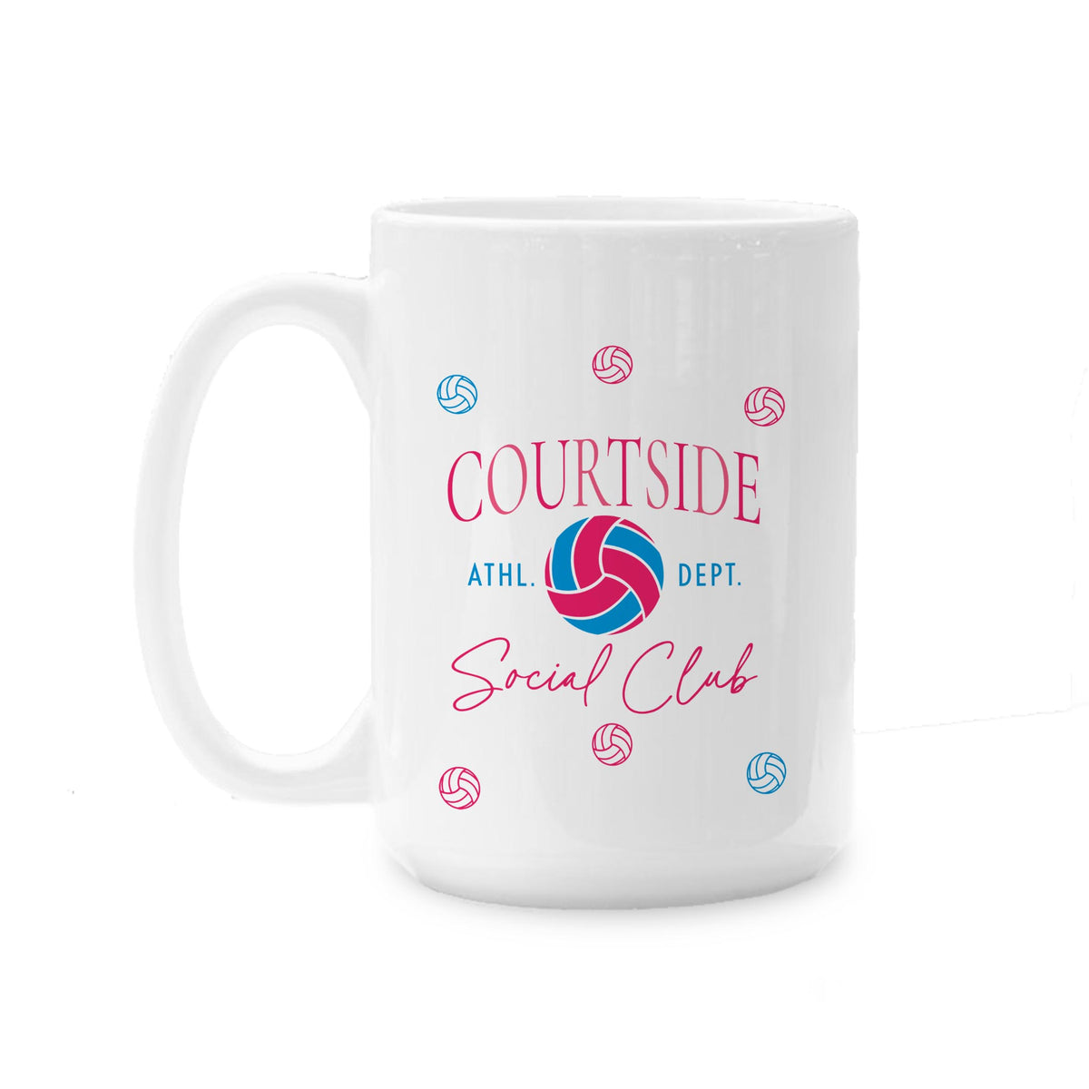 15oz Coffee Mug White-Volleyball Mom Courtside -0
