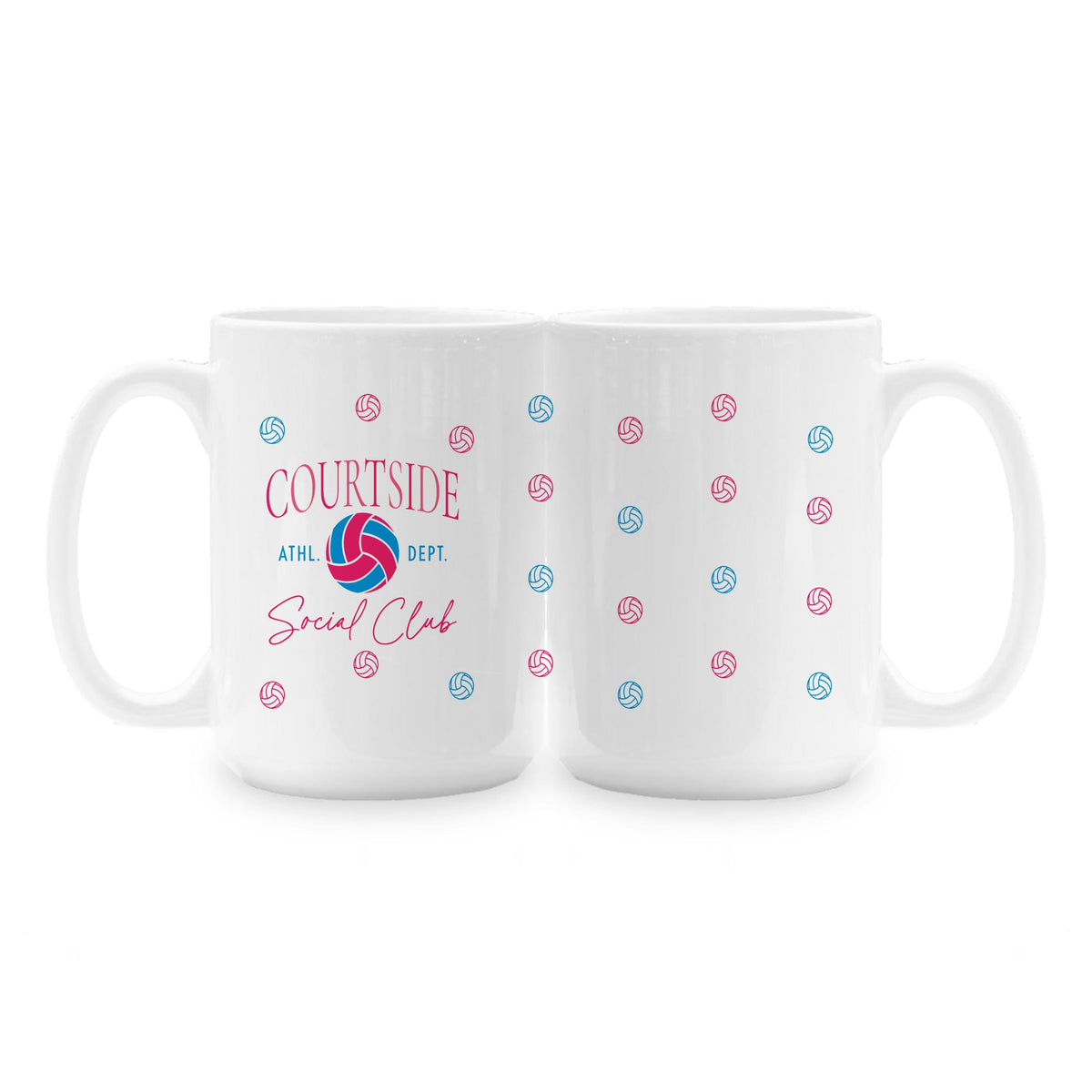 15oz Coffee Mug White-Volleyball Mom Courtside -1