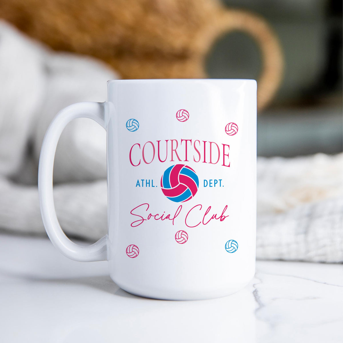 15oz Coffee Mug White-Volleyball Mom Courtside -2