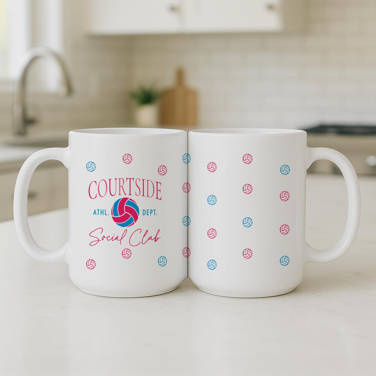 15oz Coffee Mug White-Volleyball Mom Courtside -3