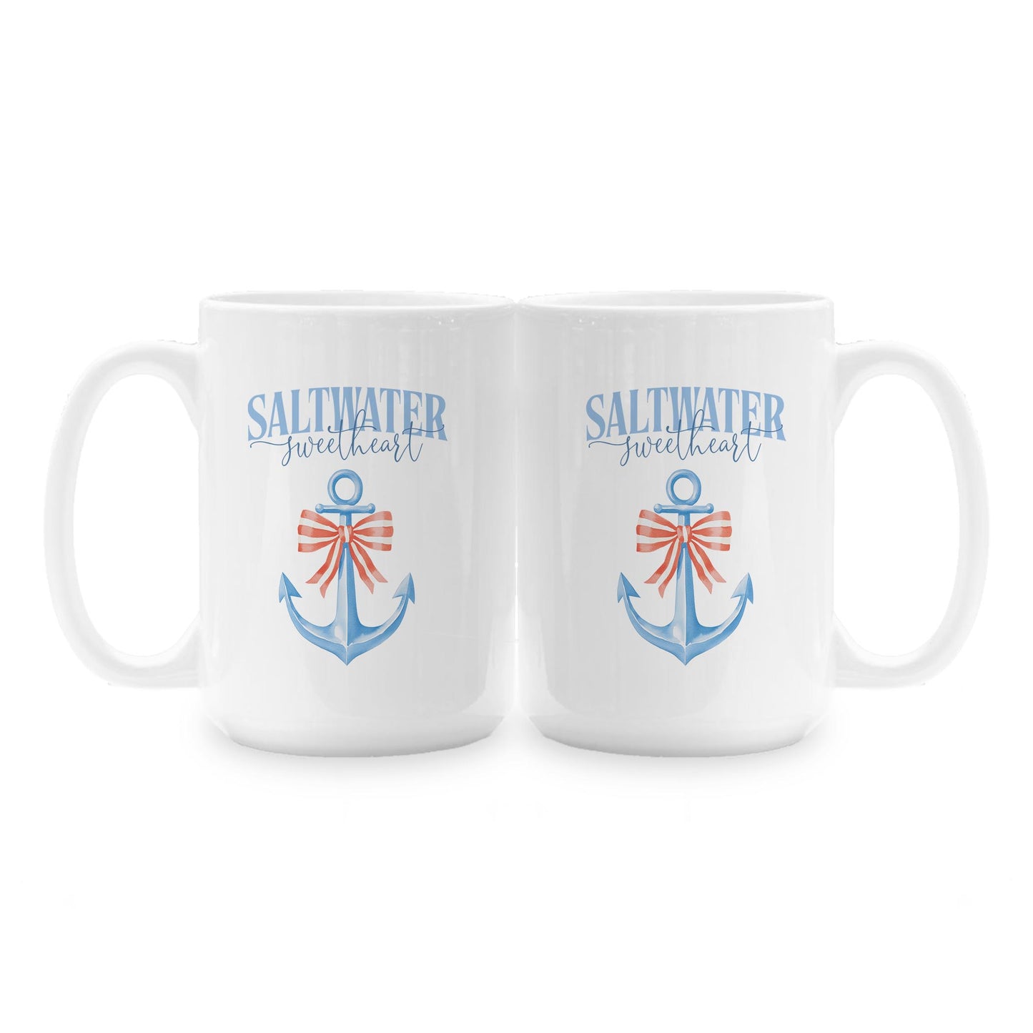 15oz Coffee Mug White-New England Tides Saltwater Sweetheart -1