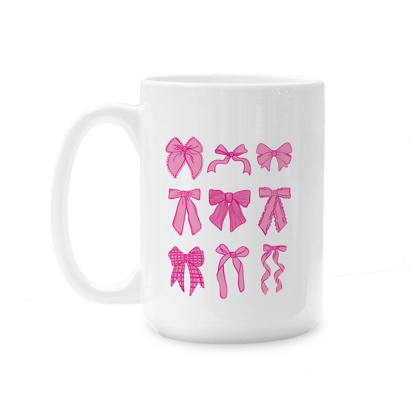 15oz Coffee Mug White-Preppy Bows Pink -0