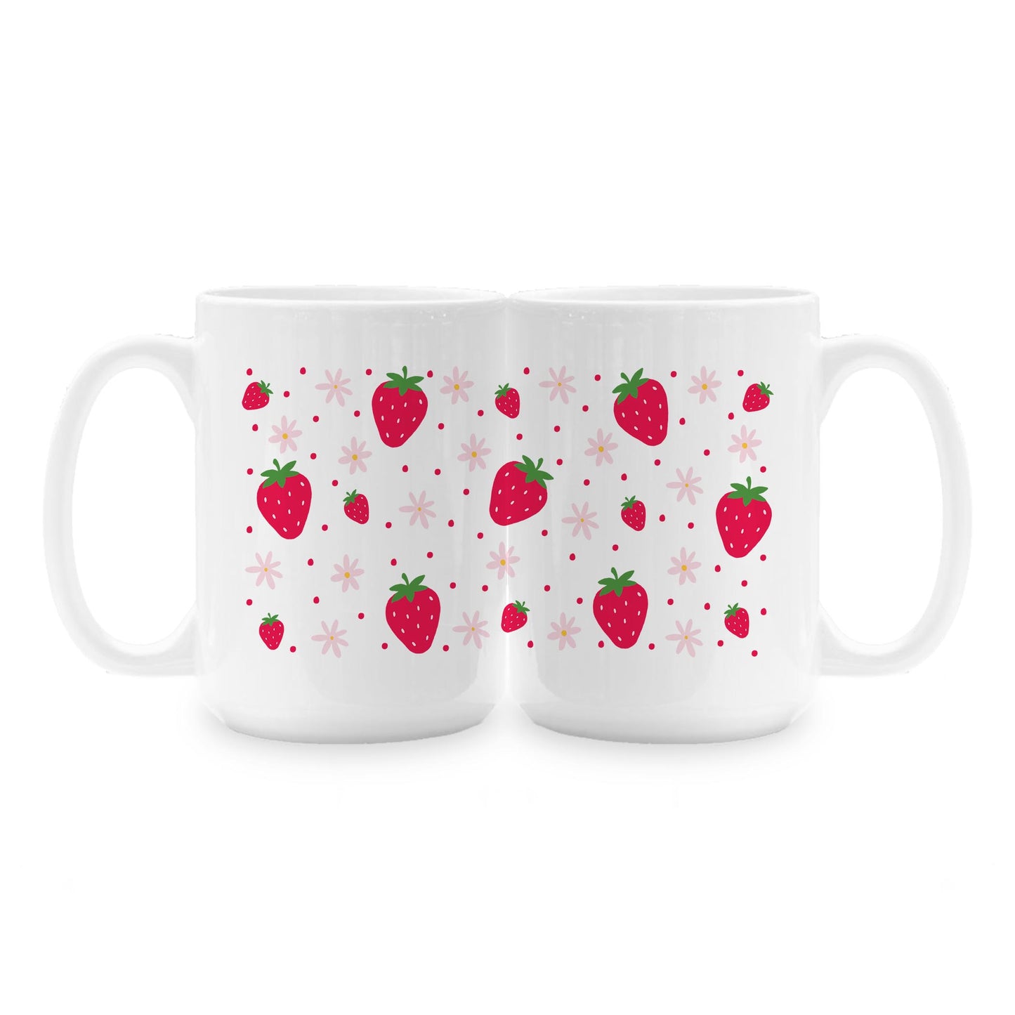 15oz Coffee Mug White-Strawberry Parlor -1