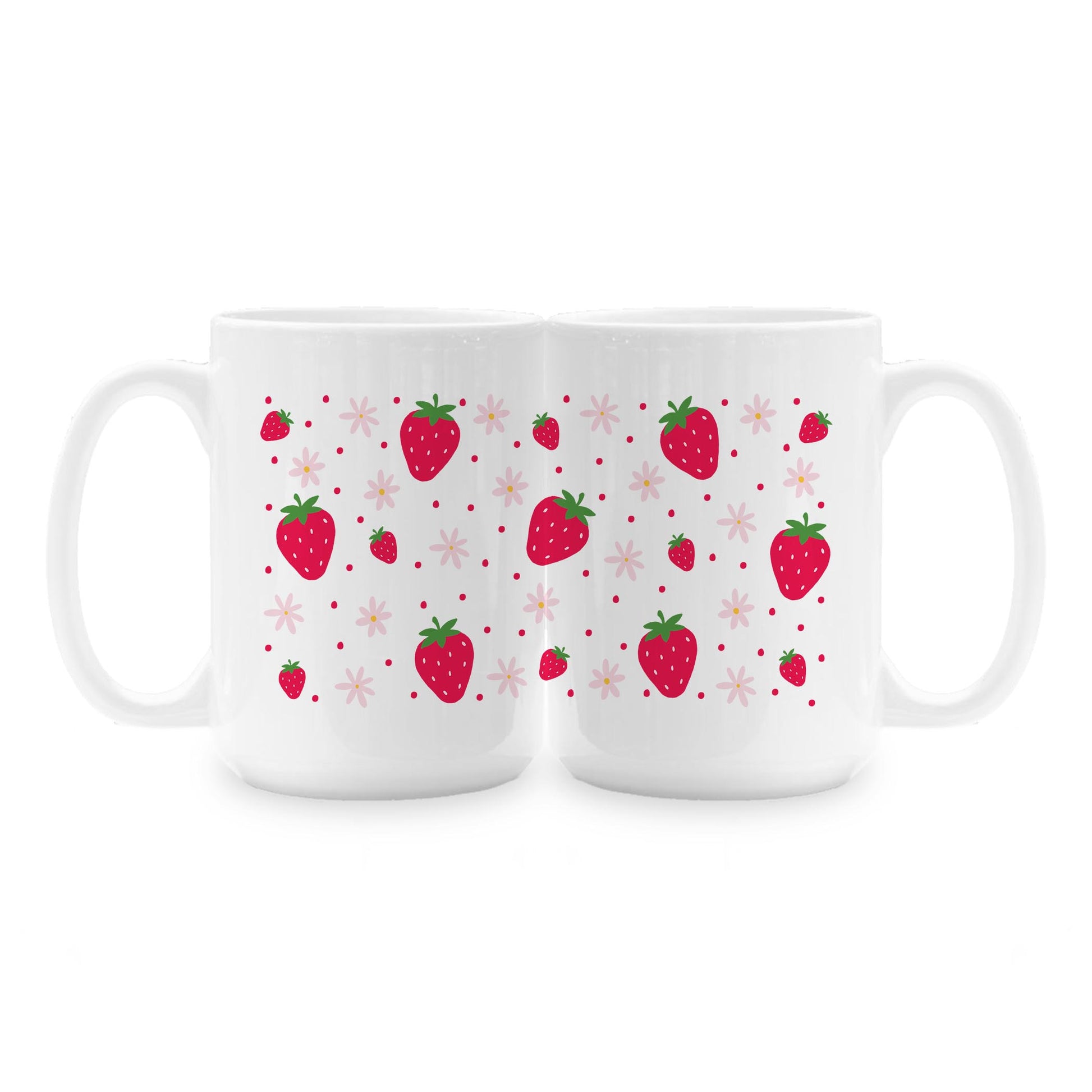 15oz Coffee Mug White-Strawberry Parlor -1