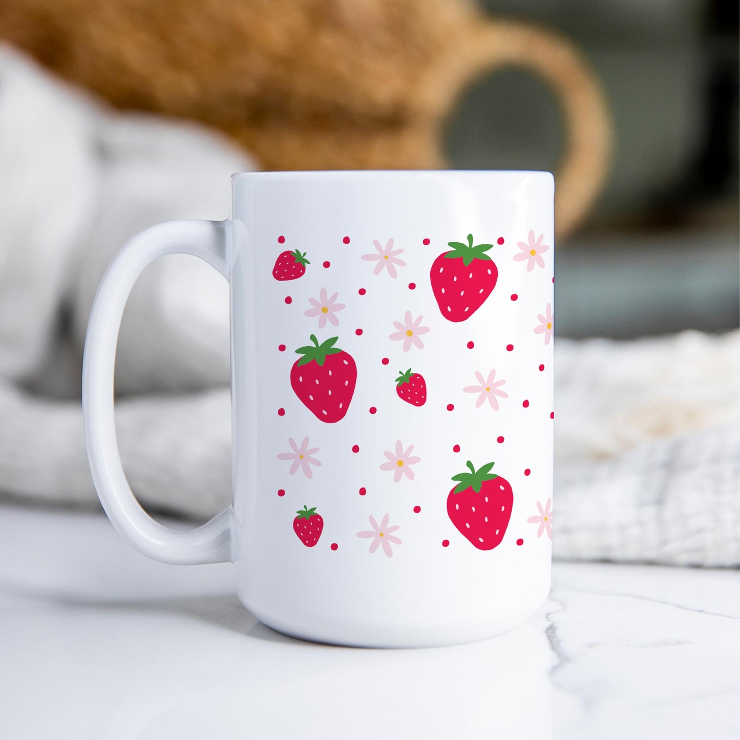 15oz Coffee Mug White-Strawberry Parlor -2