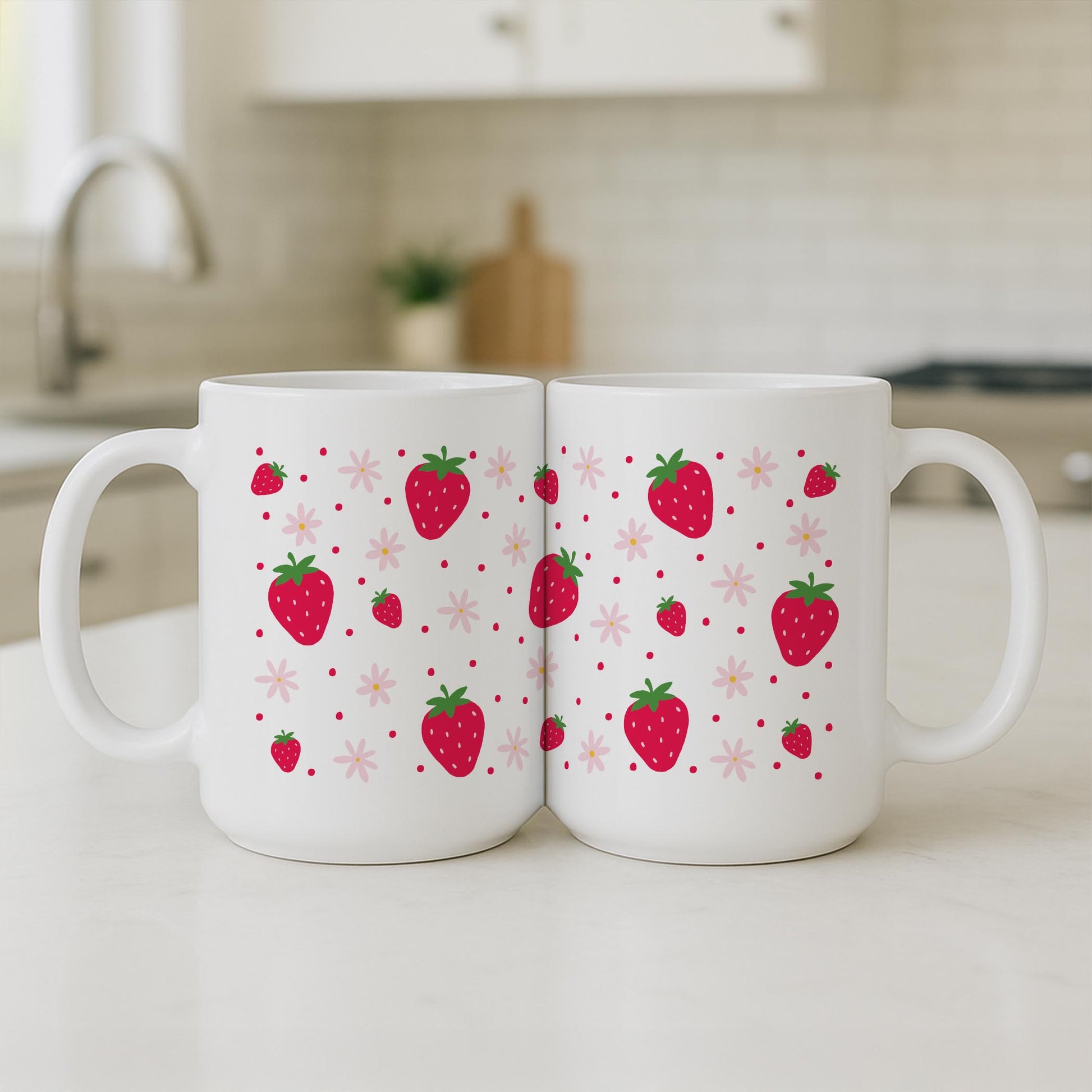 15oz Coffee Mug White-Strawberry Parlor -3