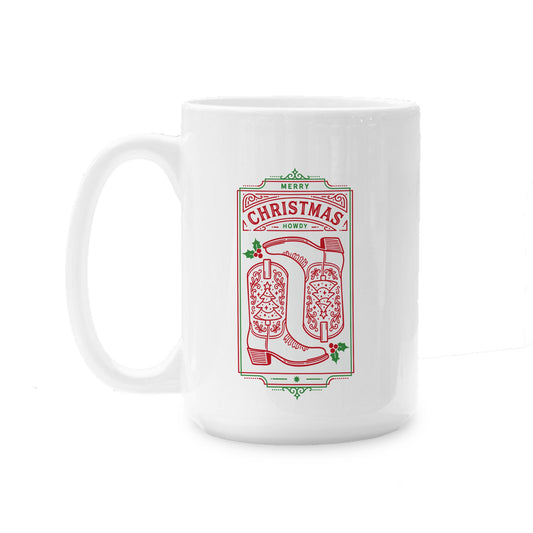 15oz Coffee Mug White-Western Christmas -0