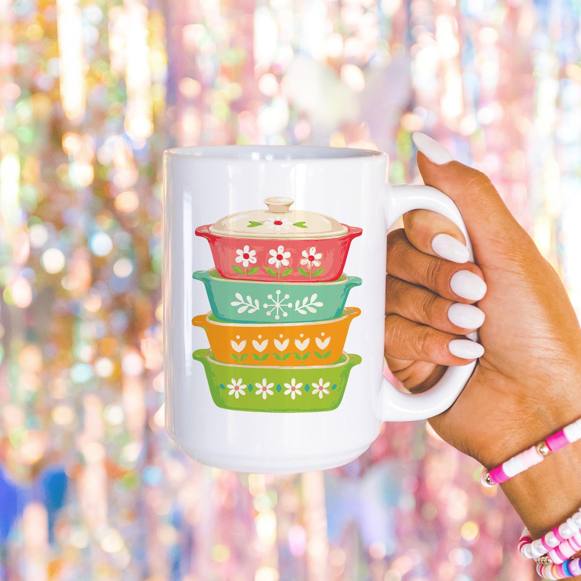 15oz Coffee Mug White-Retro Kitchen -4