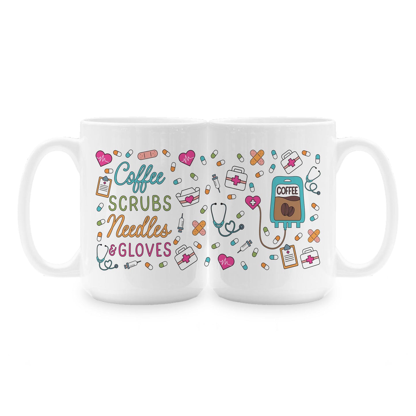 15oz Coffee Mug White-Coffee Scrubs Needles Gloves