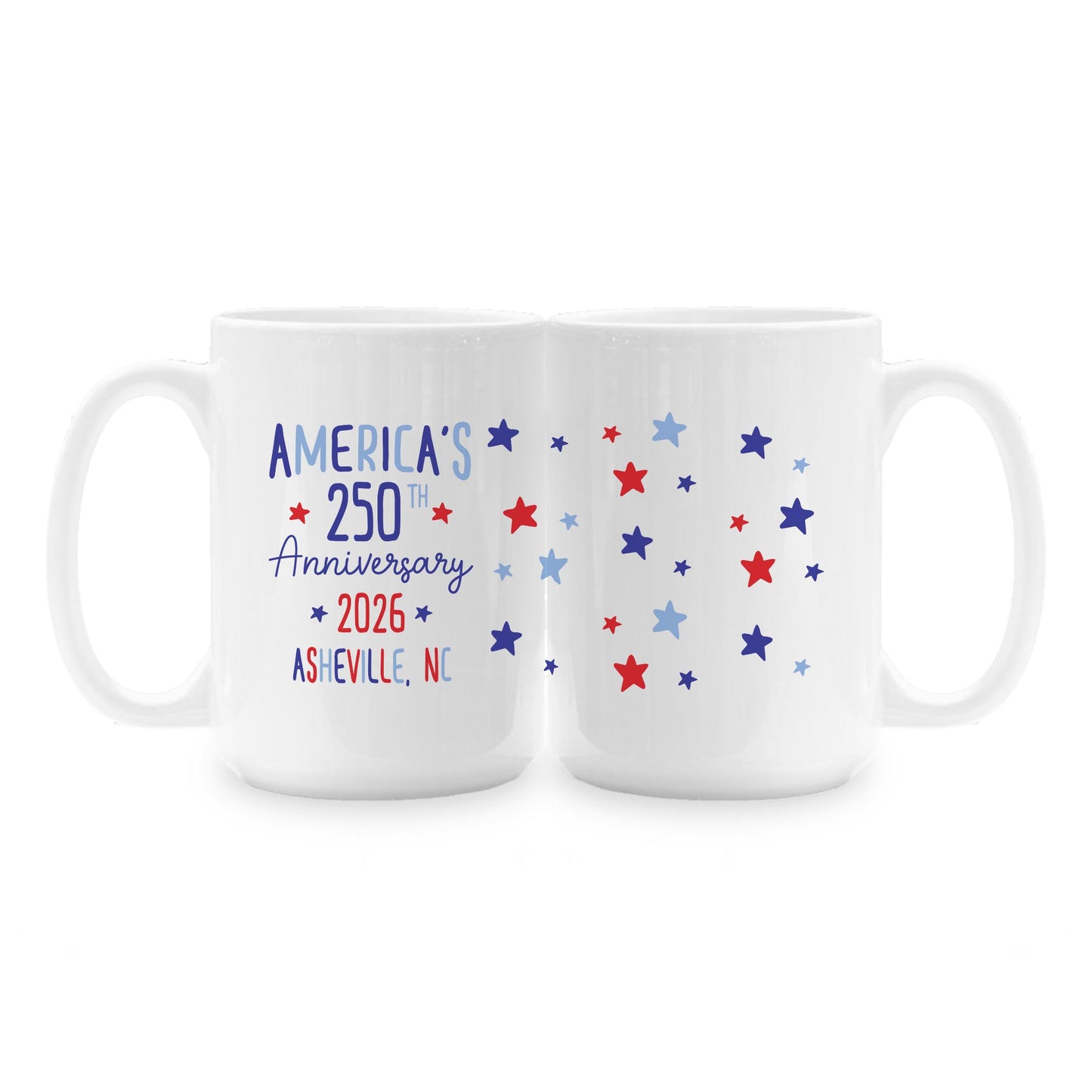 15oz Coffee Mug White-Love+Local 4th of July 250th Anniversary -1