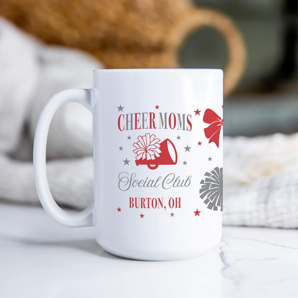 15oz Coffee Mug White-Custom Cheer Mom | School Team | Hometown -2