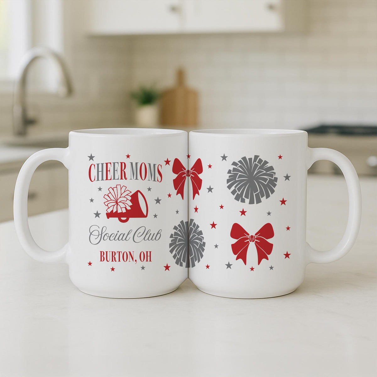 15oz Coffee Mug White-Custom Cheer Mom | School Team | Hometown -3