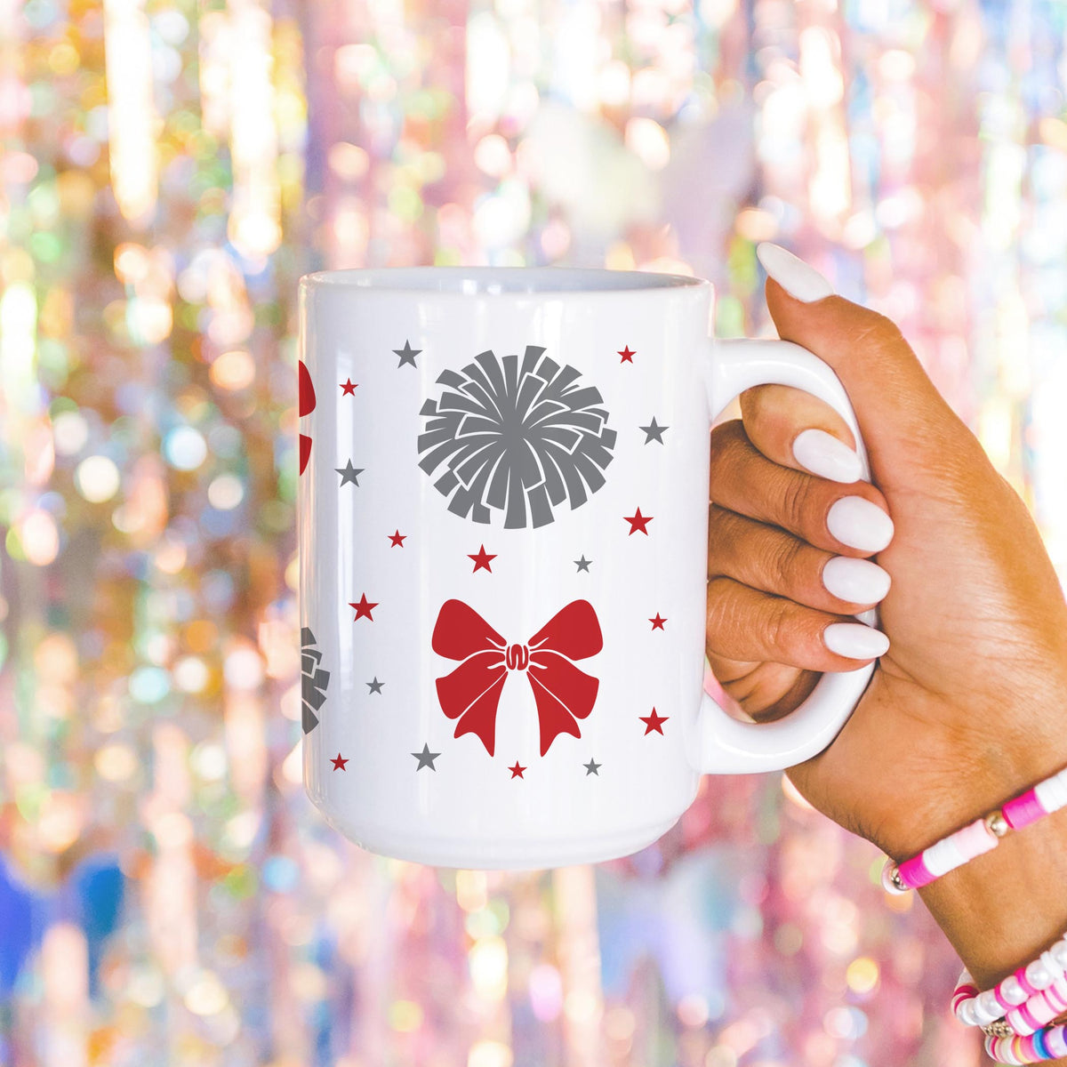 15oz Coffee Mug White-Custom Cheer Mom | School Team | Hometown -4