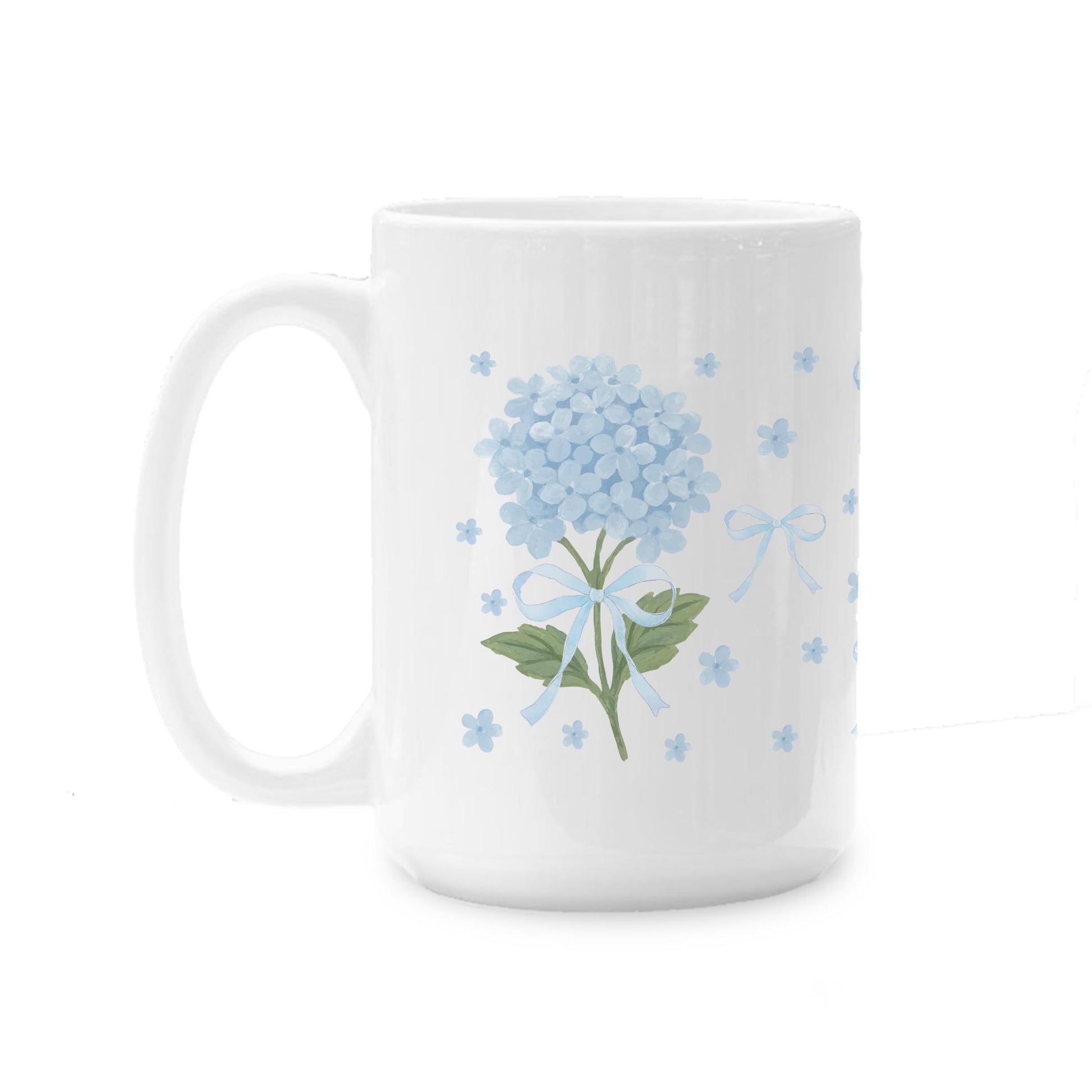 15oz Coffee Mug White-Love+Local Hydrangea Cottage -0
