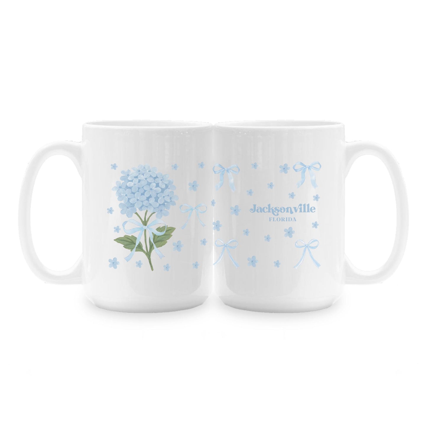 15oz Coffee Mug White-Love+Local Hydrangea Cottage -1