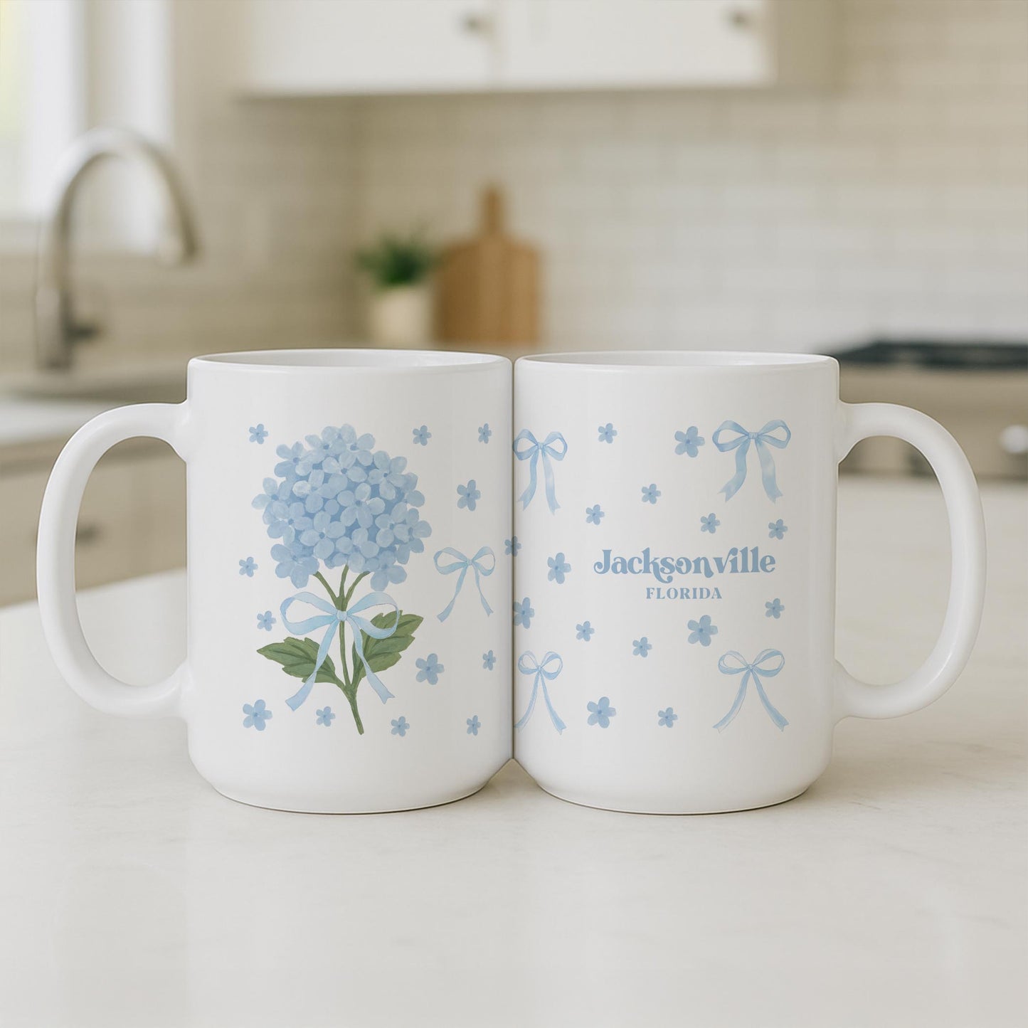 15oz Coffee Mug White-Love+Local Hydrangea Cottage -3