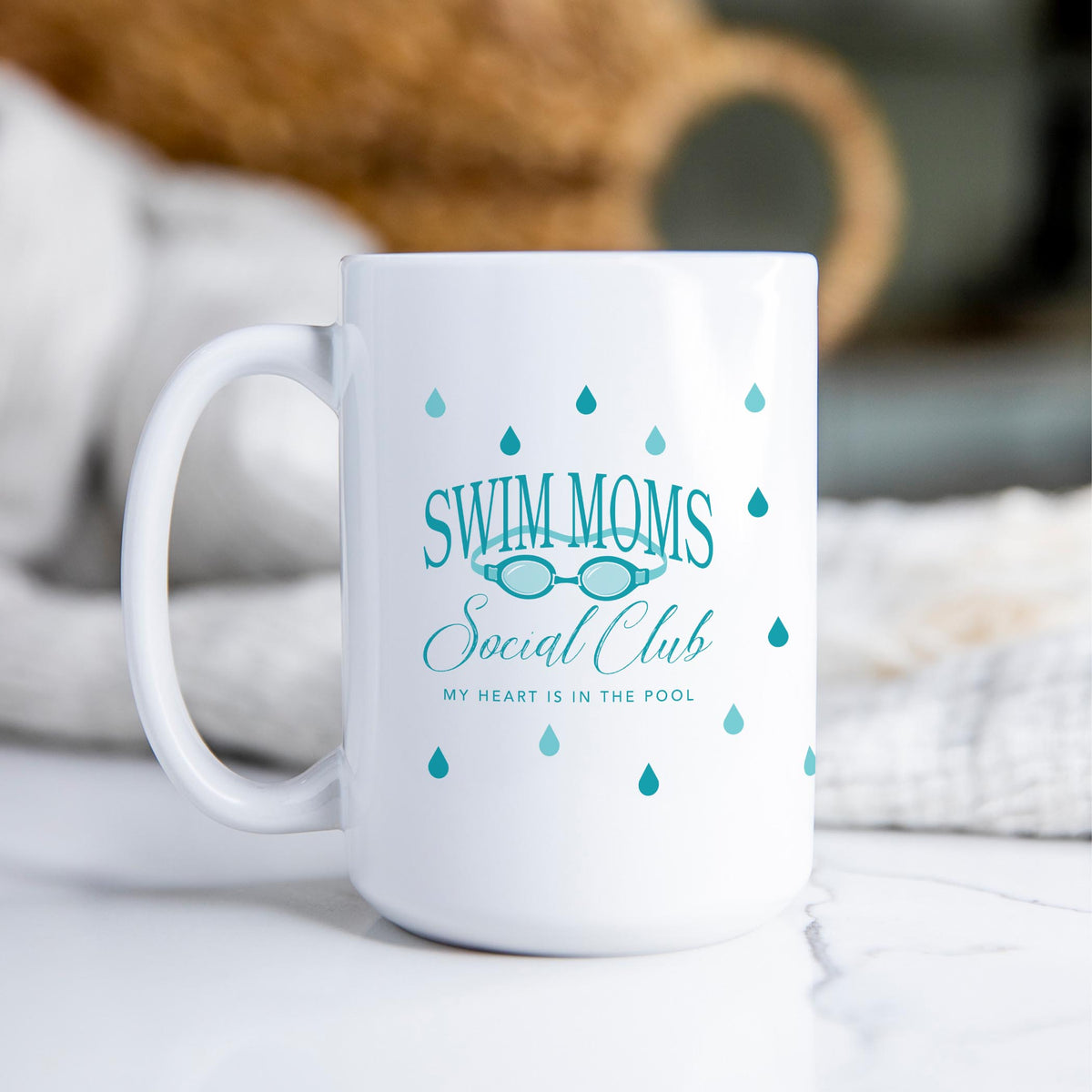 15oz Coffee Mug White-Swim Mom | School Team | City & State -2