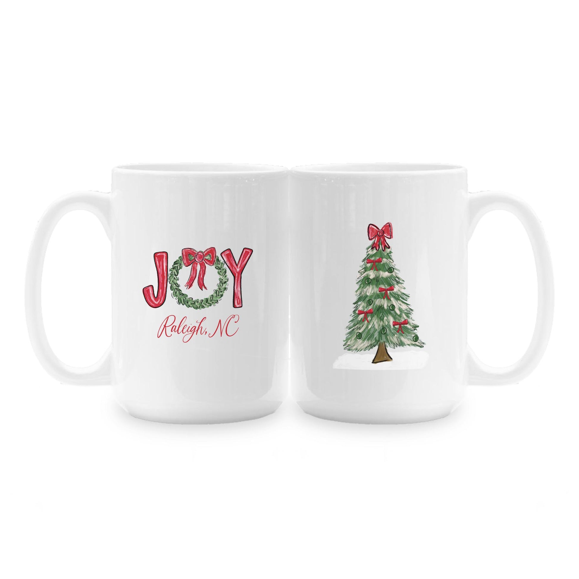 15oz Coffee Mug White-Love+Local Make It Merry -1