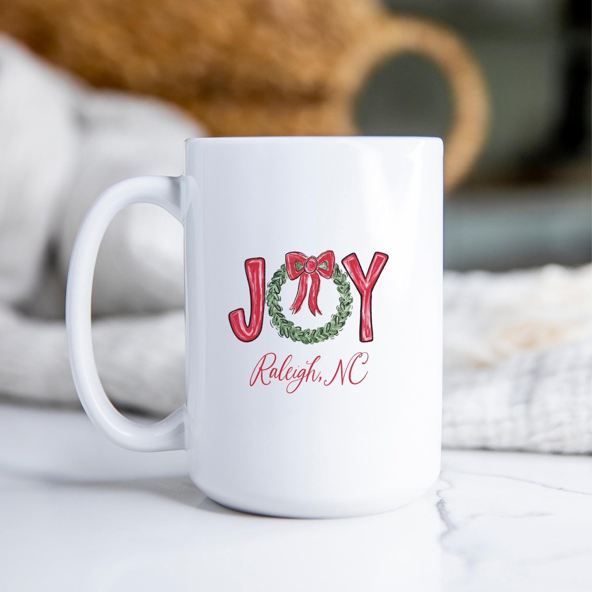 15oz Coffee Mug White-Love+Local Make It Merry -2