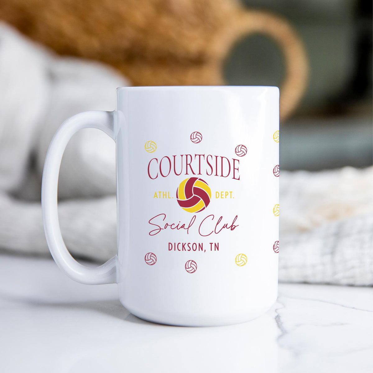 15oz Coffee Mug White-Custom Volleyball Mom | Your Team -2