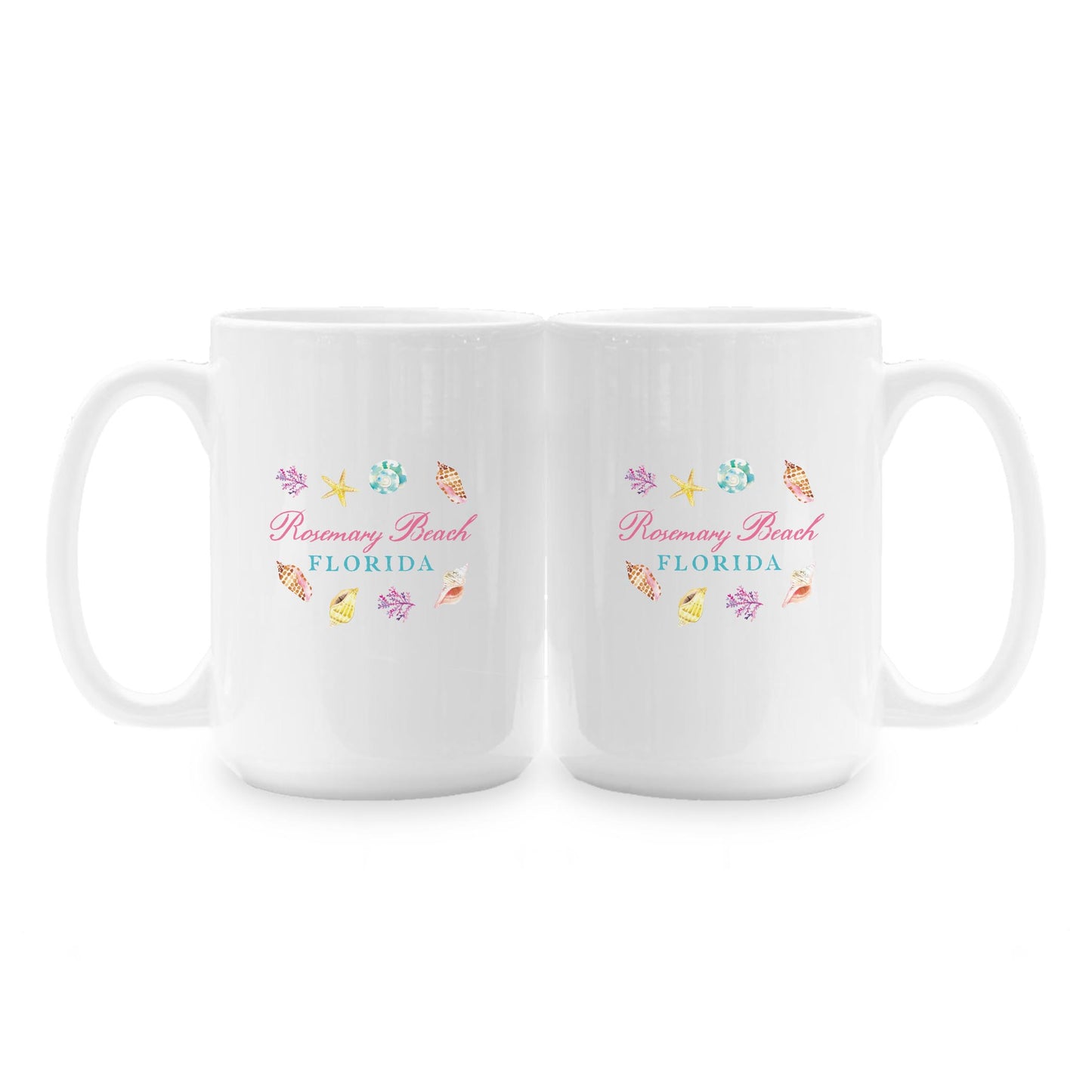 15oz Coffee Mug White-L+L Shells & Shoreline -1