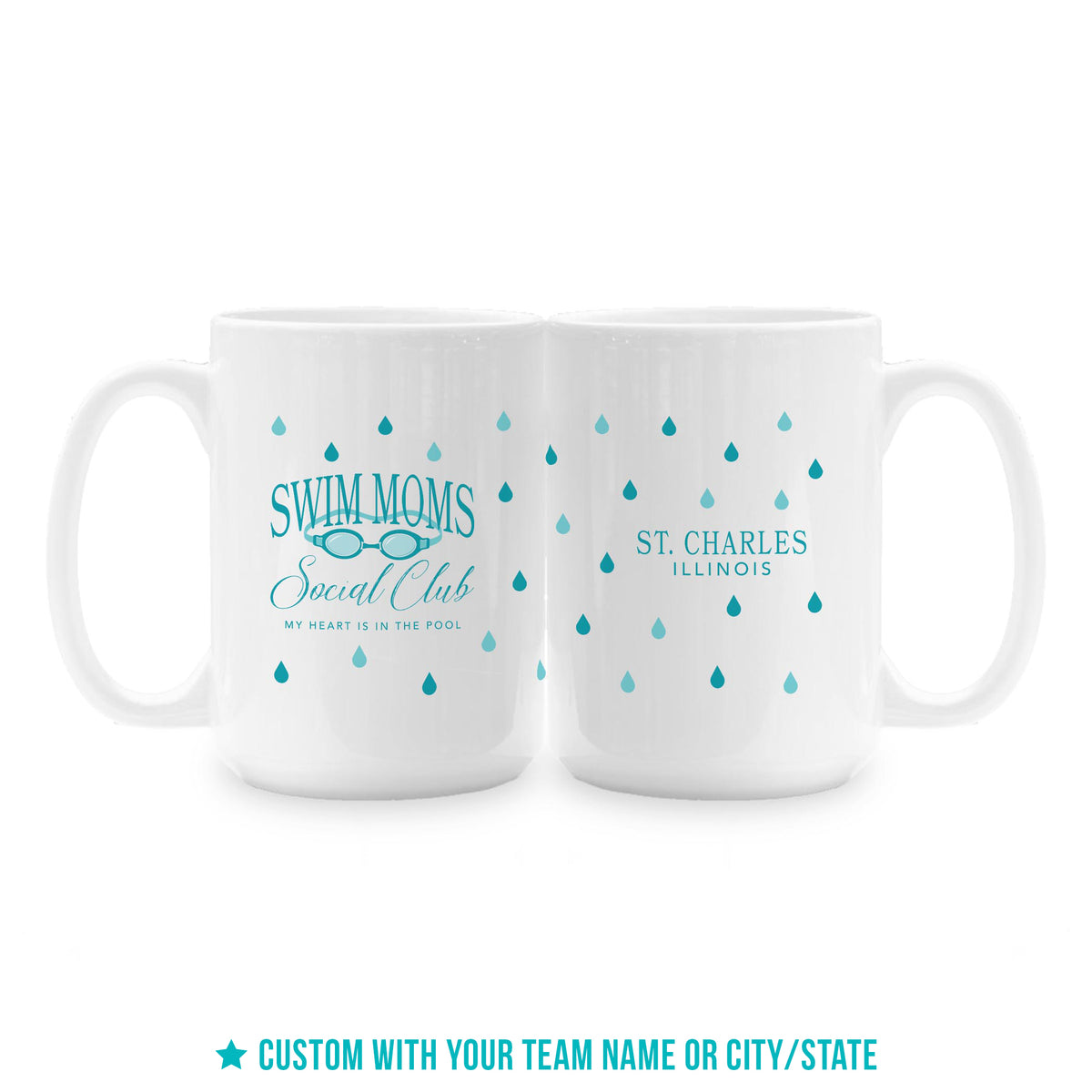 15oz Coffee Mug White-Swim Mom | School Team | City & State