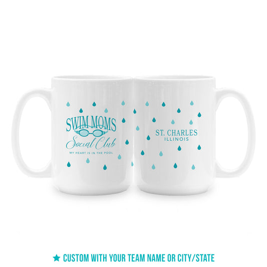 15oz Coffee Mug White-Swim Mom | School Team | City & State
