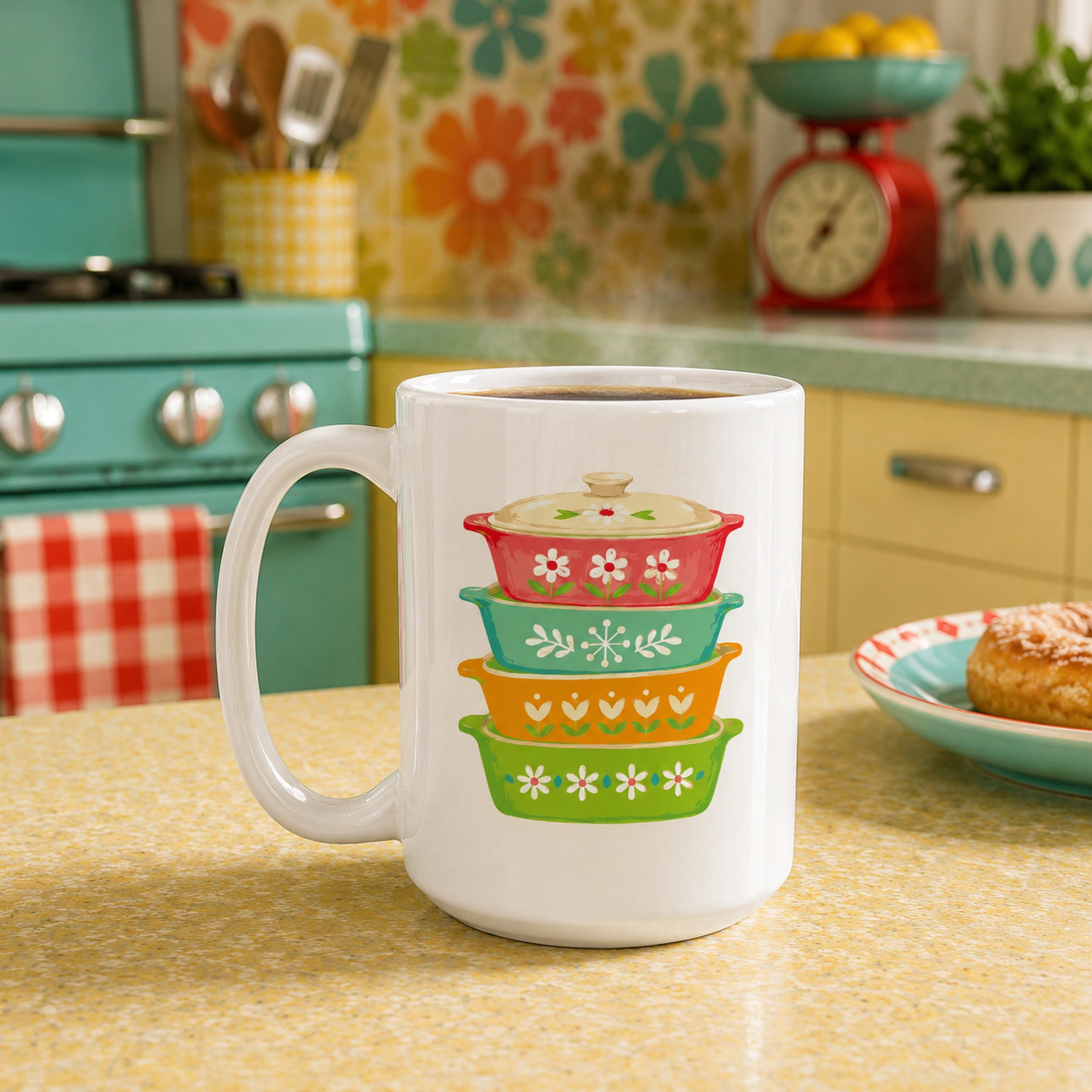 15oz Coffee Mug White-Retro Kitchen